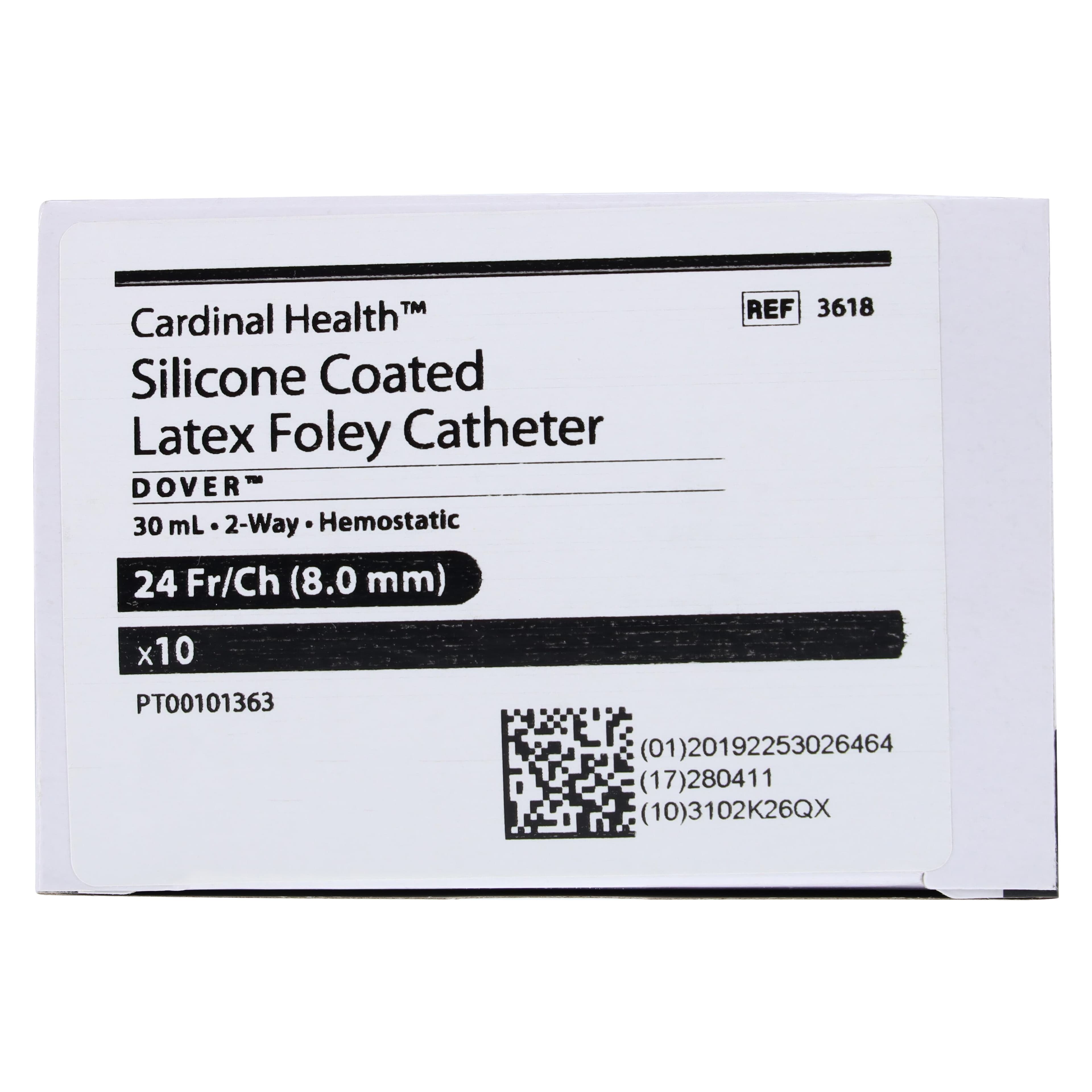 Dover 2-Way Foley Catheter, Straight Tip, Silicone Coated Latex, 24 Fr, 30 cc, 17" thumbnail 4