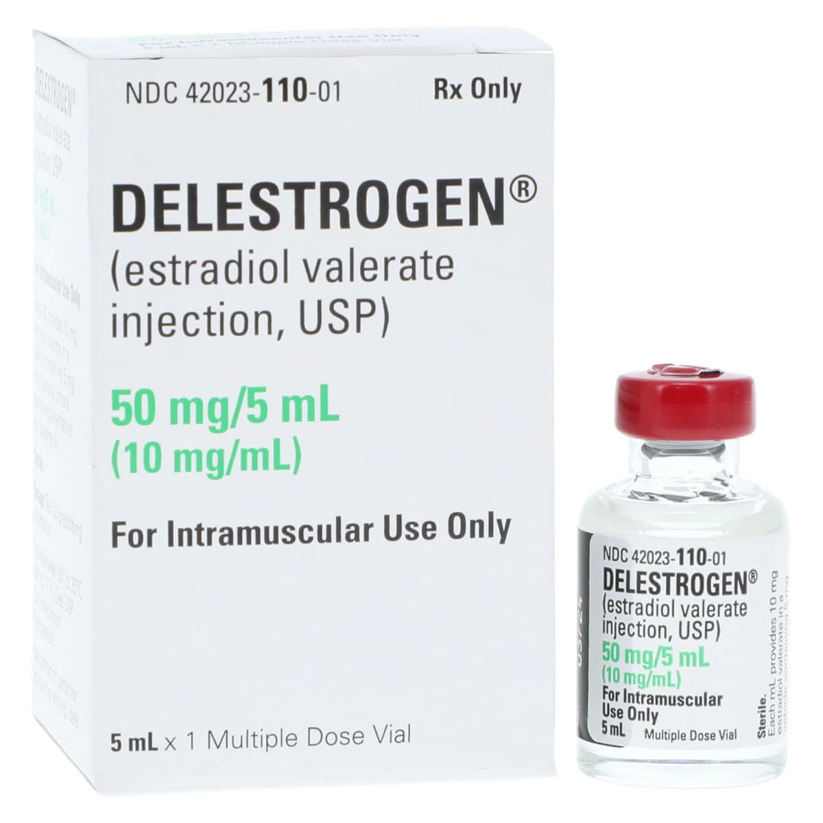 Delestrogen (Estradiol Valerate) Injection, 10 mg/mL, 5 mL Multiple-Dose Vial - Delestrogen Non Returnable - Image 1
