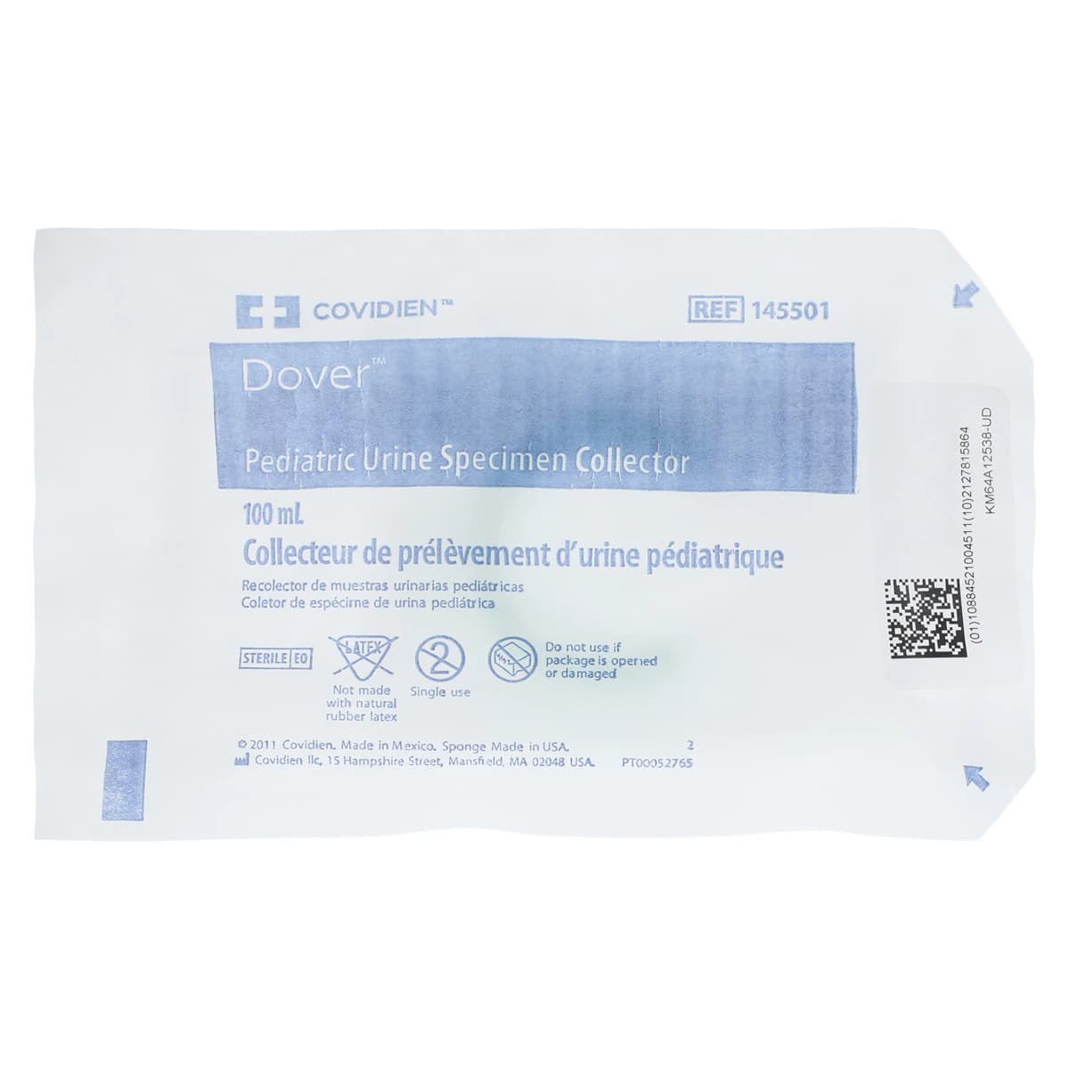 Dover Urine Specimen Collector, 100 mL, Sterile, Clear, Pediatric, 30/Box thumbnail 2