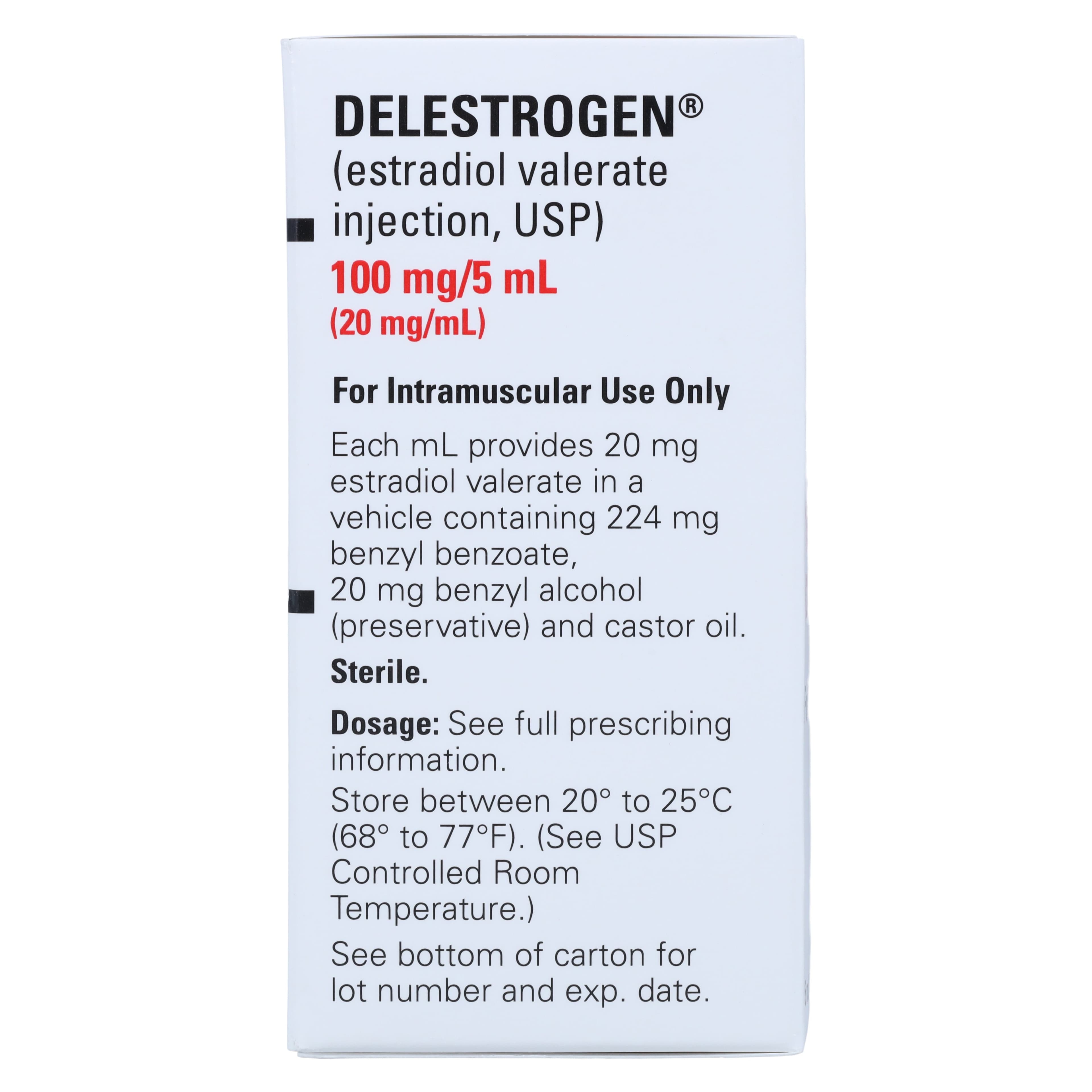 Delestrogen (Estradiol Valerate) Injection, 20 mg/mL, 5 mL Multi-Dose Vial thumbnail 7