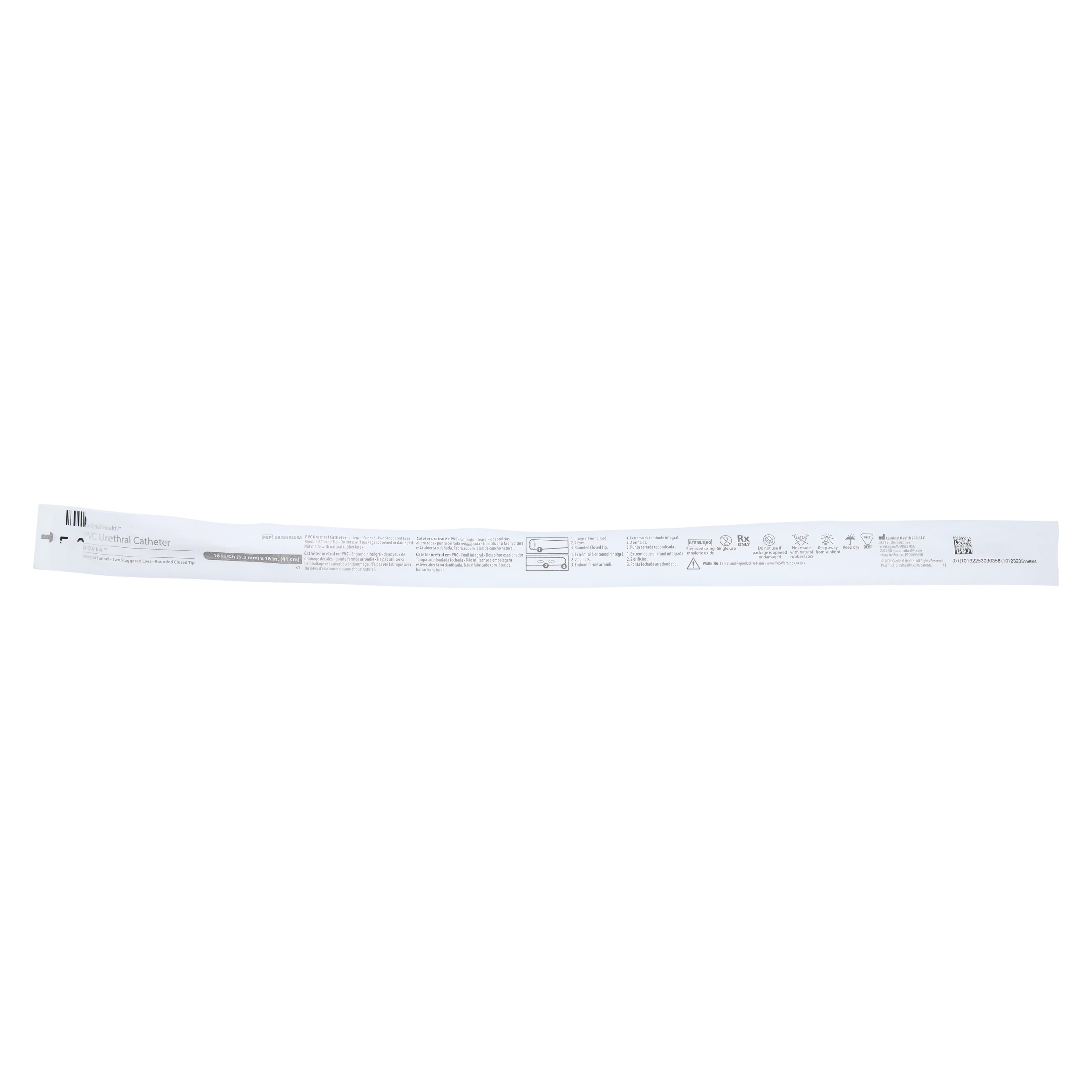 Dover Rob-Nel Intermittent Catheter, 16 Fr, 16" Length, Red Rubber, Tapered Round Tip - Rob Nel Cath 16FR 16 Lgth - Image 1