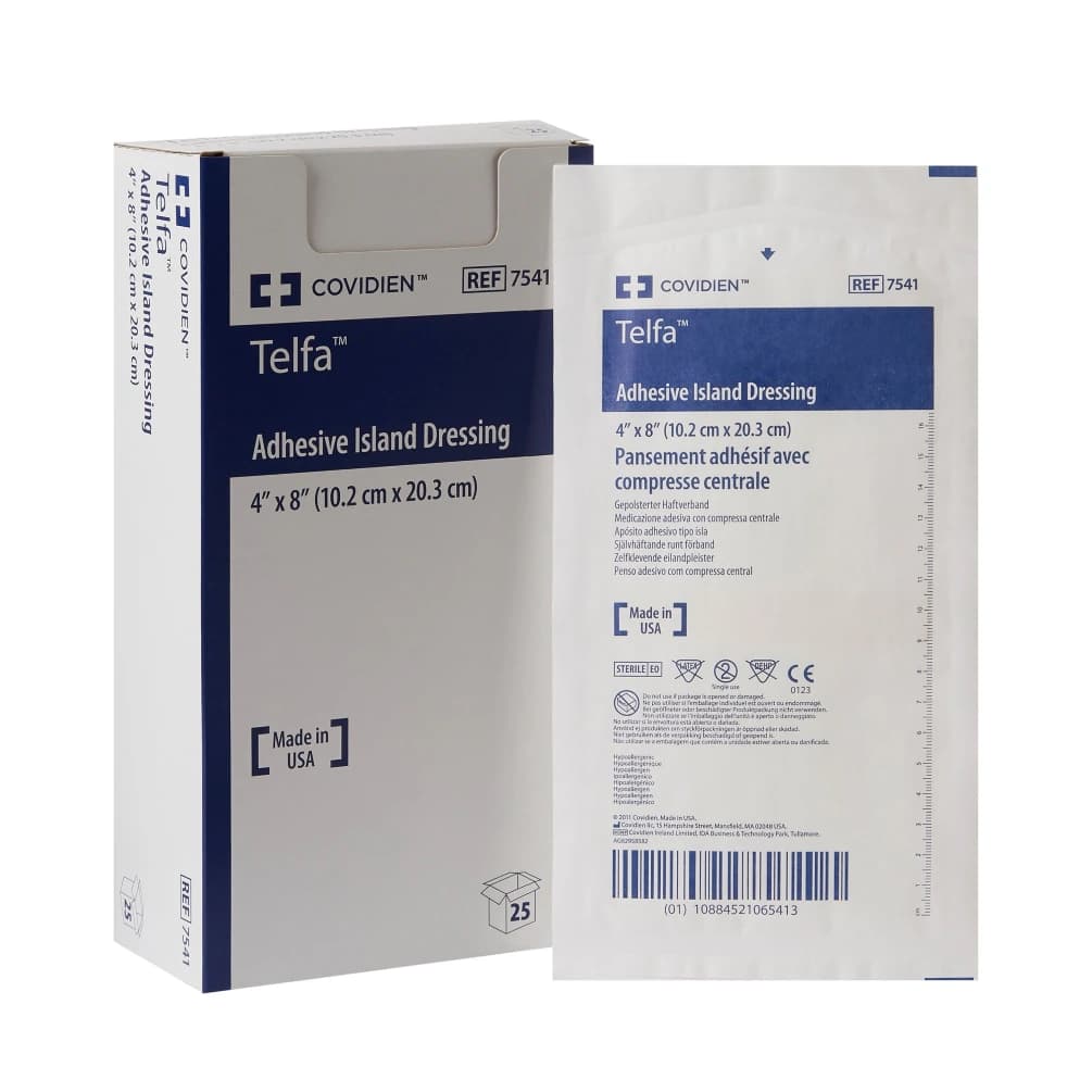 Telfa Adhesive Island Dressing, 4" x 8", Sterile, Non-Adherent, Non-Latex - Telfa Adhesive Island Dressing - Image 1