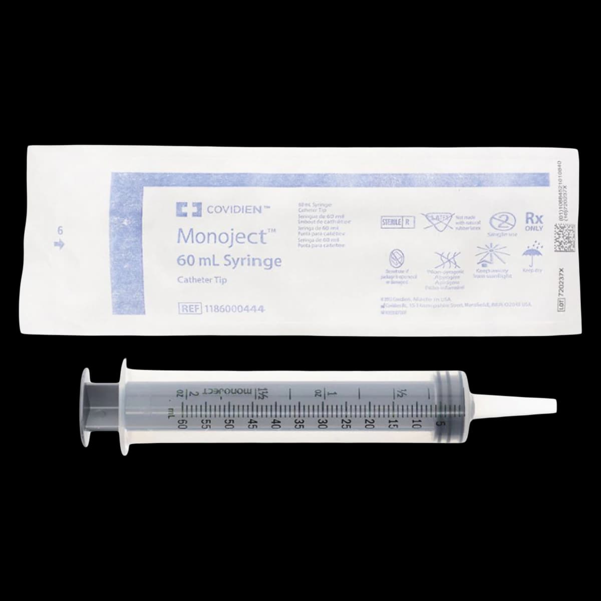 Monoject Catheter Syringe, 60mL, No Dead Space, 30/Box - Syringe Catheter Tip - Image 1