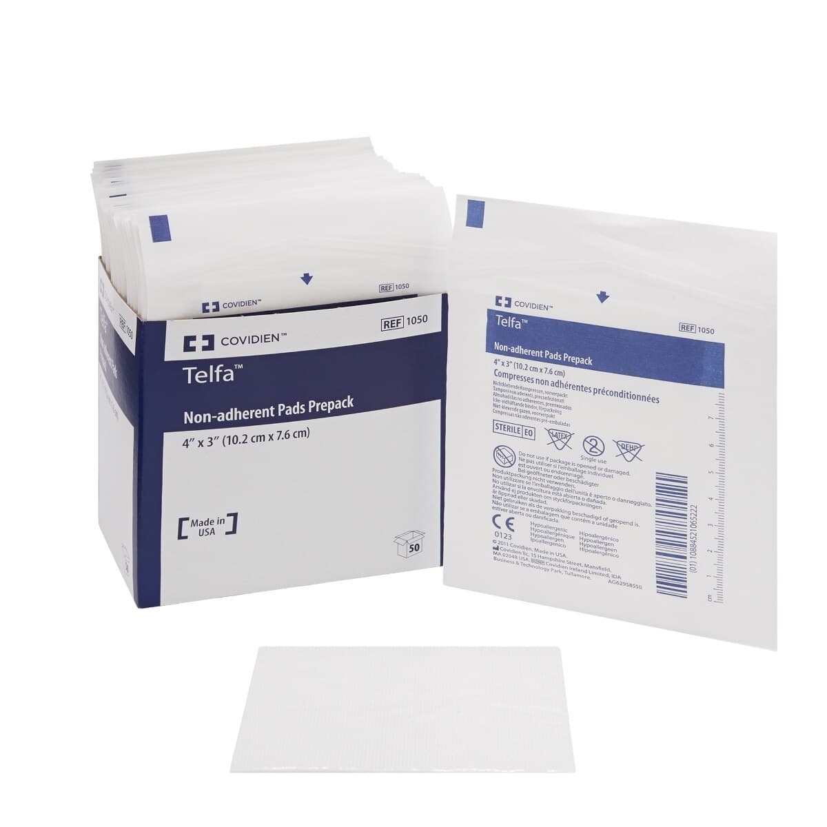 Telfa Ouchless Cotton Gauze Dressing, 3x4", Sterile, Non-Adherent, #1050, Each - Telfa Dressing Sterile 1's - Image 1