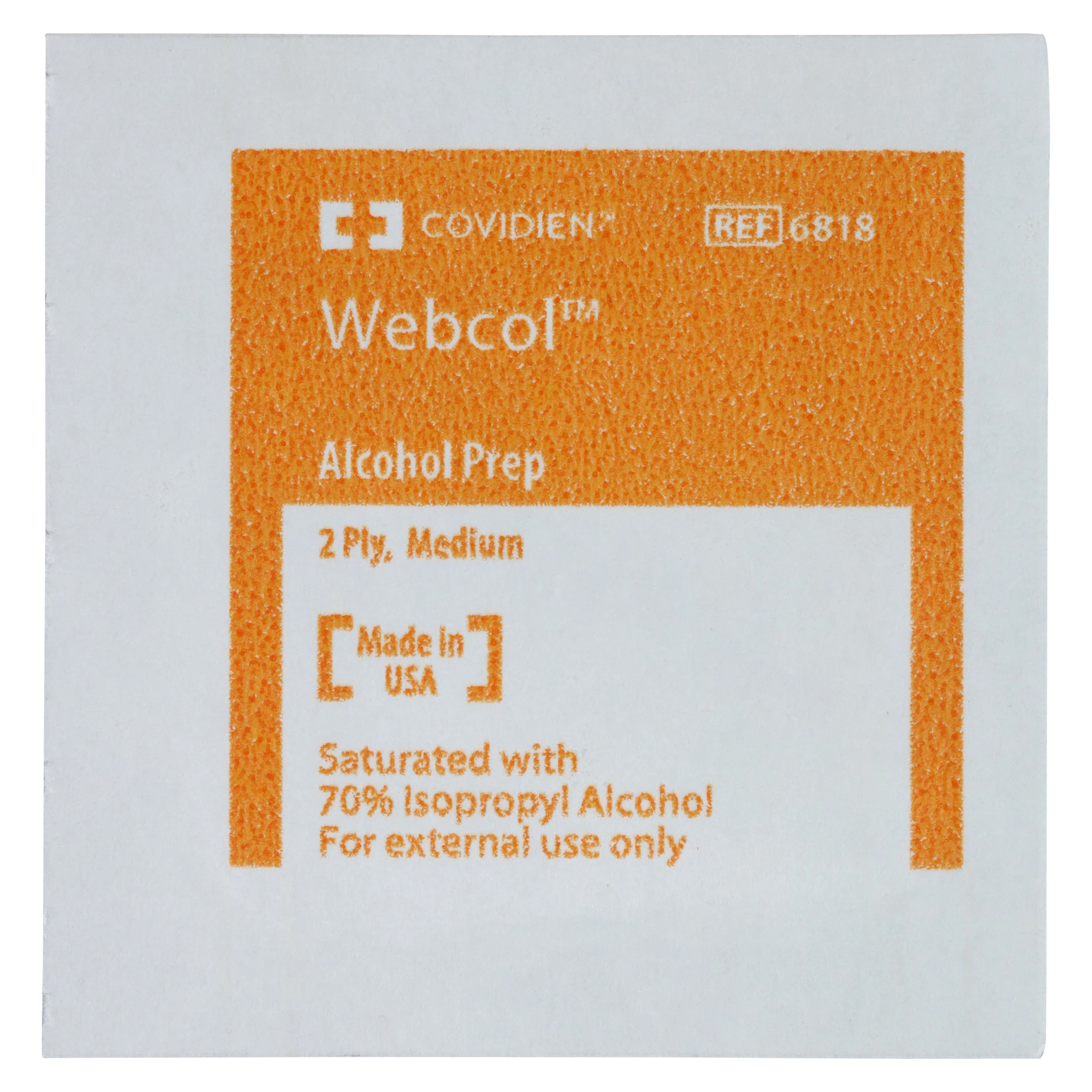 Webcol Alcohol Prep Pads, 70% Isopropyl Alcohol, 2 Ply, Medium, Non-Woven, Sterile, 200/Box thumbnail 3
