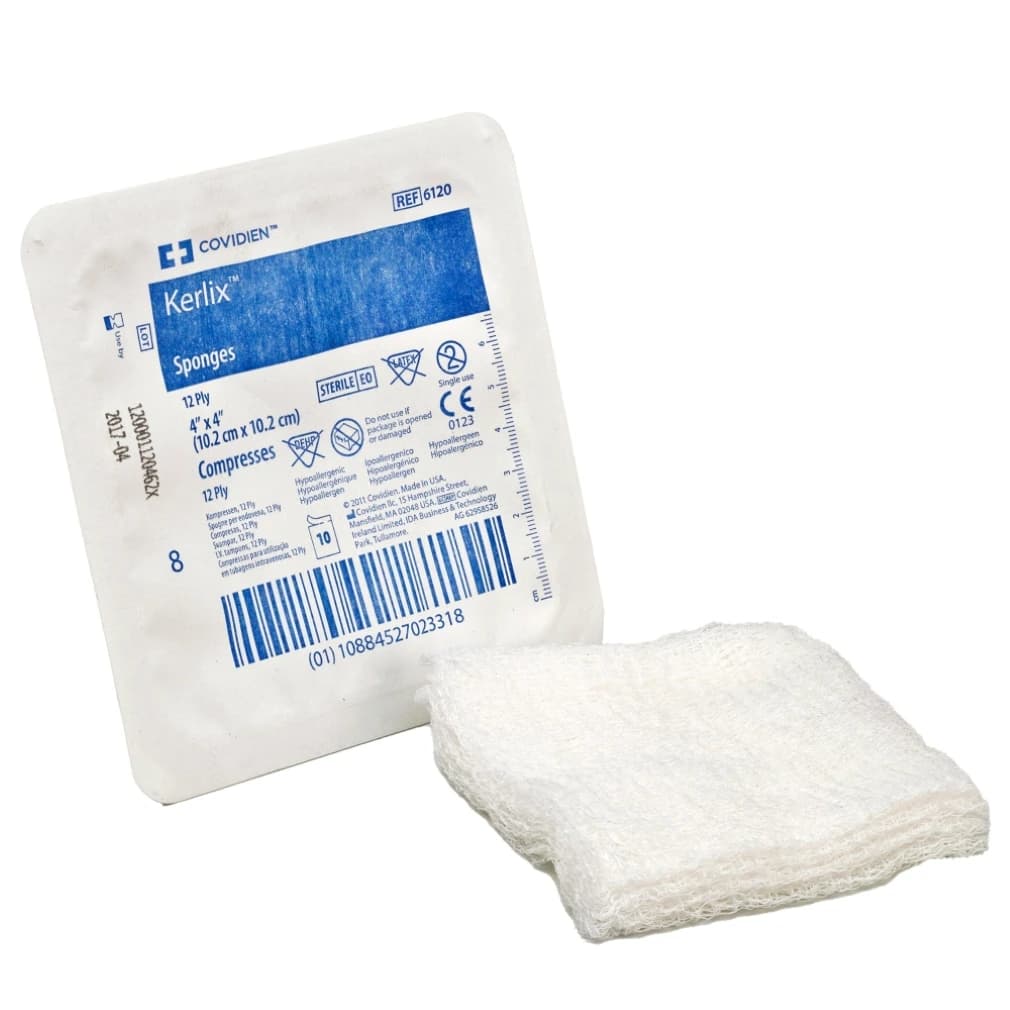 Kerlix ST Cotton Gauze Sponge, 4x4", 12-Ply, Sterile, Pre-Washed, Latex-Free - Sponge Fluff Kerlix ST 12Ply - Image 1
