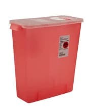 SharpStar Multi-Purpose Sharps Container with Hinged Rotor Lid, 3 Gallon, Transparent Red, 8527R - SharpStar Sharps Containers, with Hinged Rotor Lids, 3 Gal, Transparent Red, 1/Pk, 8527R - Image 1