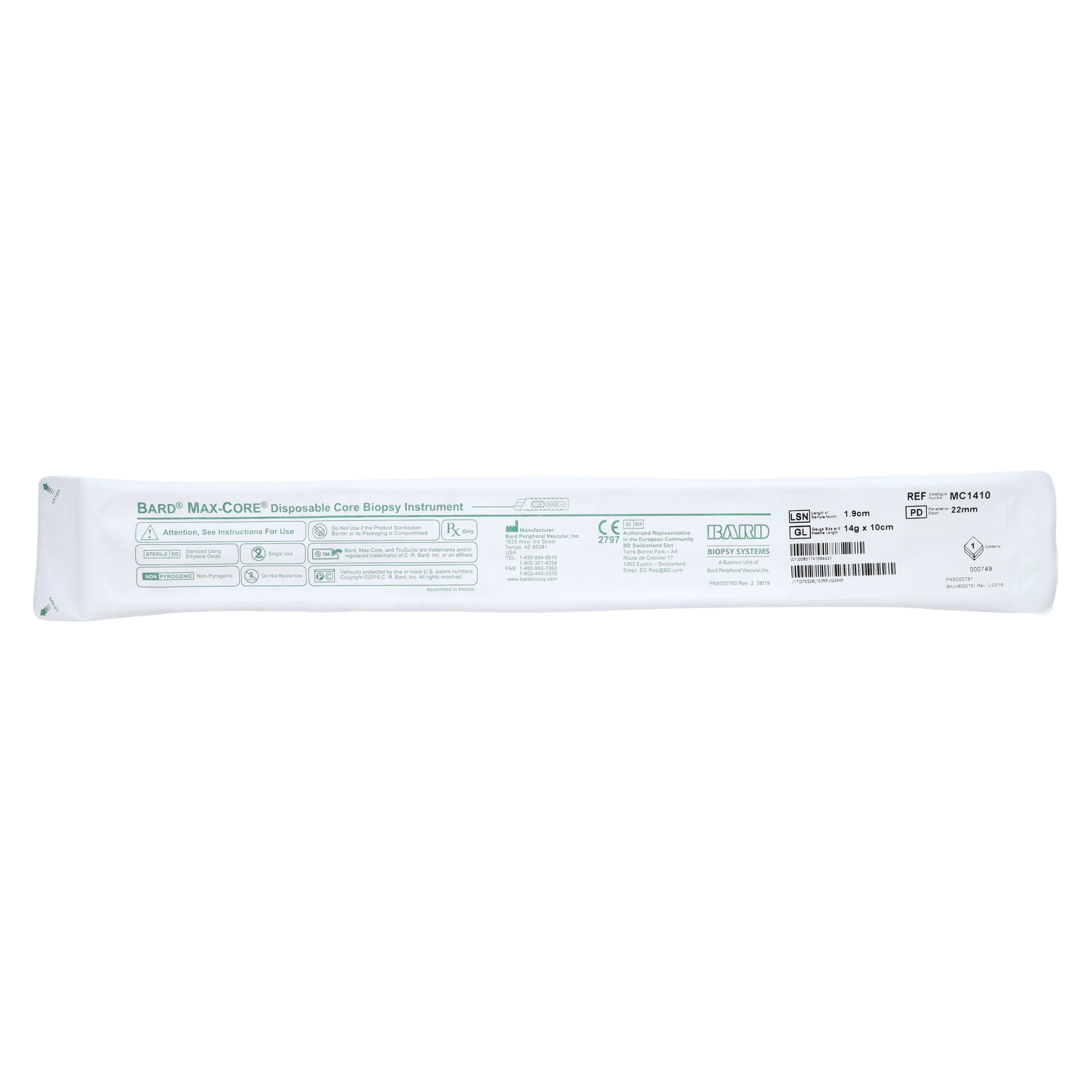 Bard MaxCore Disposable Biopsy Instrument, 14 Gauge x 10 cm, 5/Case thumbnail 3