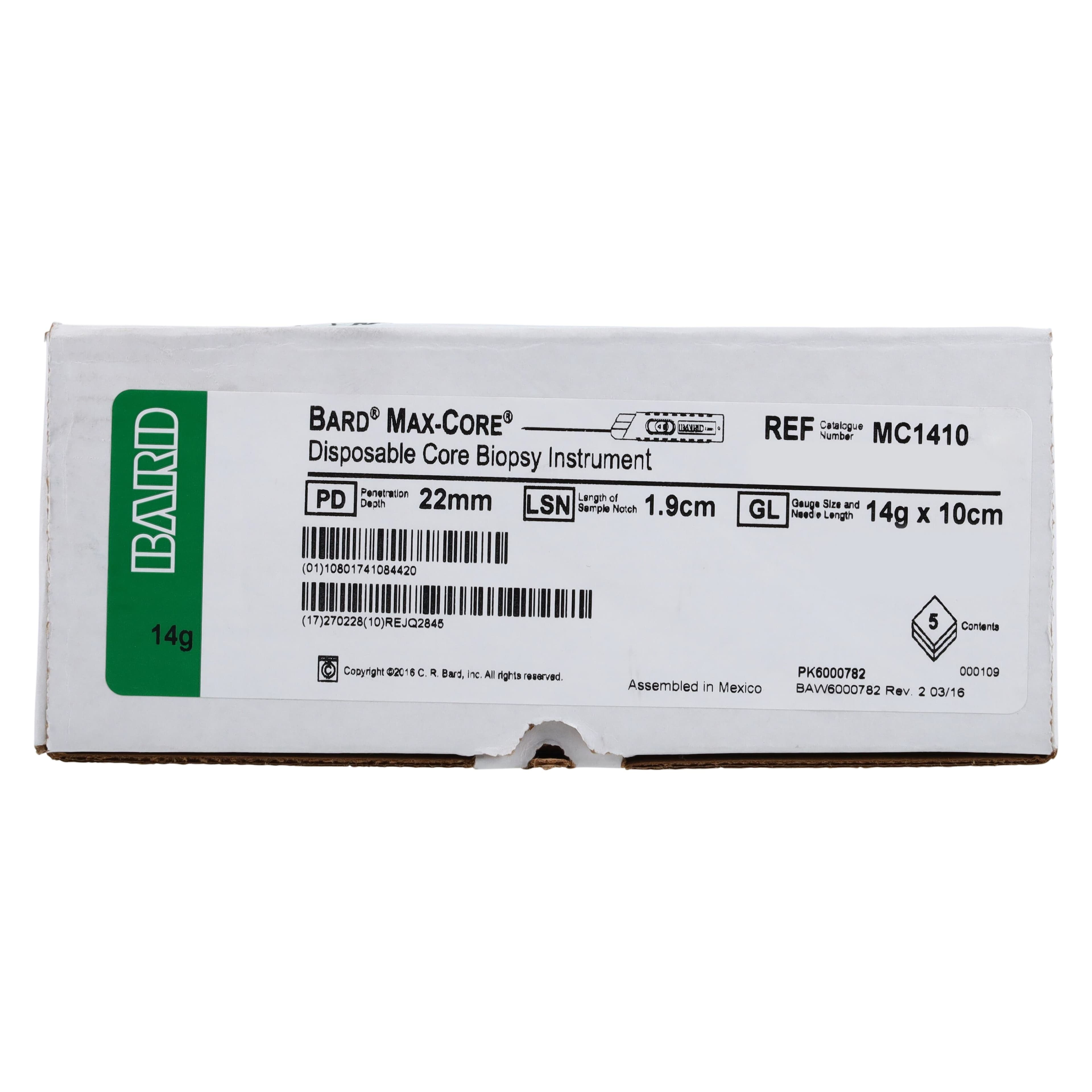 Bard MaxCore Disposable Biopsy Instrument, 14 Gauge x 10 cm, 5/Case thumbnail 4
