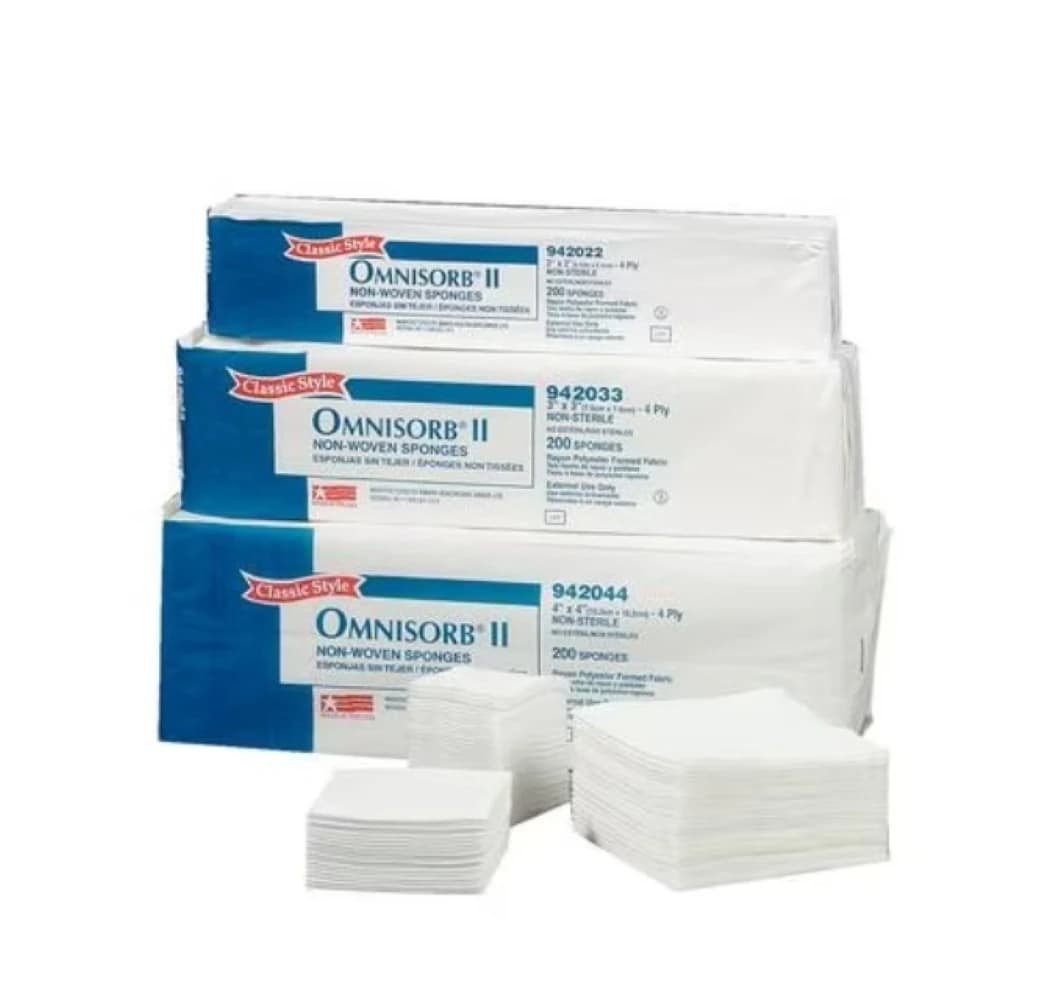 Omnisorb II Non-Woven Sponges, Non-Sterile, 4-Ply, 2" x 2", 5000/Case, 942022 - Omnisorb II Non-Woven Sponges, Non-Sterile, 4-Ply, 2" x 2", 5000/Case - Image 1