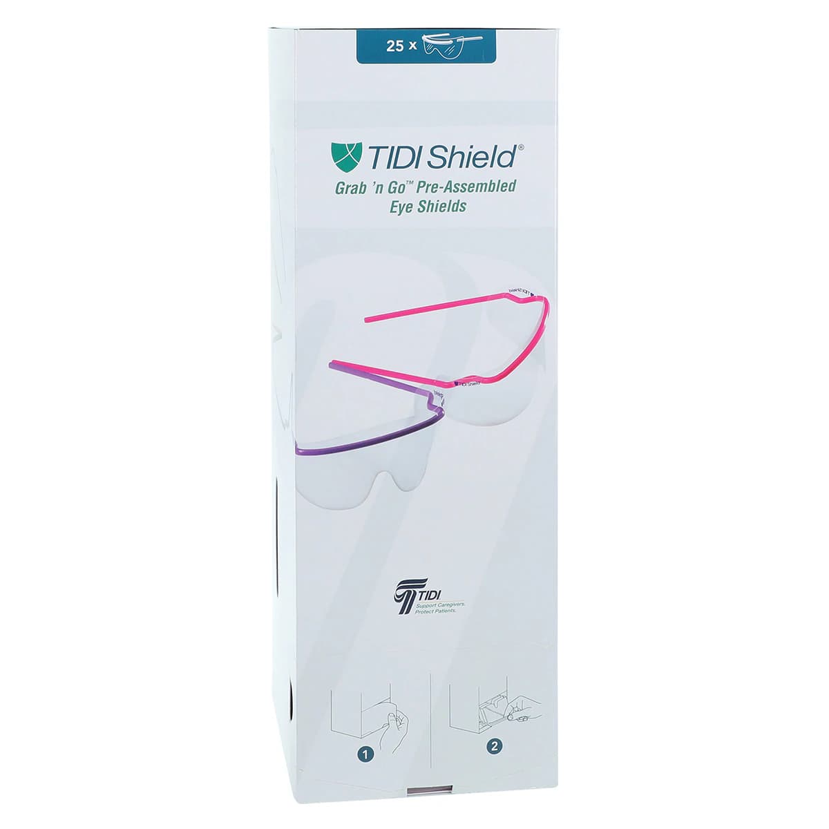 TidiShield Grab 'n Go Preassembled Eyewear Dispenser, Assorted Colors, Disposable, 25/Box, 9210A-100US - TidiShield Eye Shield Eyewear Assorted Colors Plastic One Size Box of 25 - Image 1