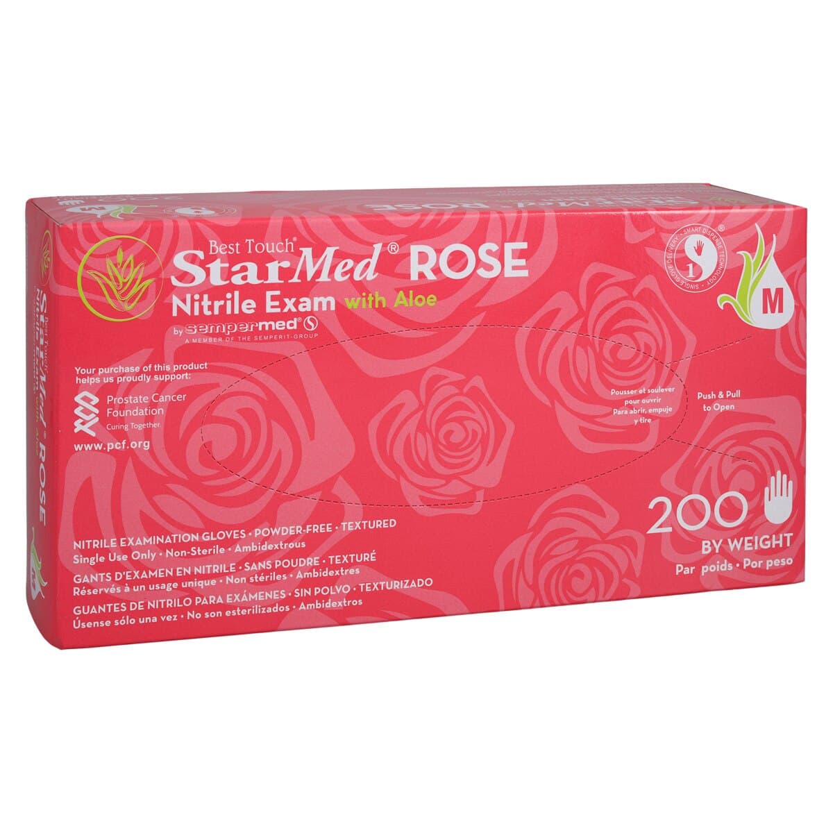 Sempermed StarMed Rose Nitrile Exam Gloves, Medium, Powder-Free, Latex-Free, with Aloe & Vitamin E, 200/Box, SMNR203 thumbnail 4