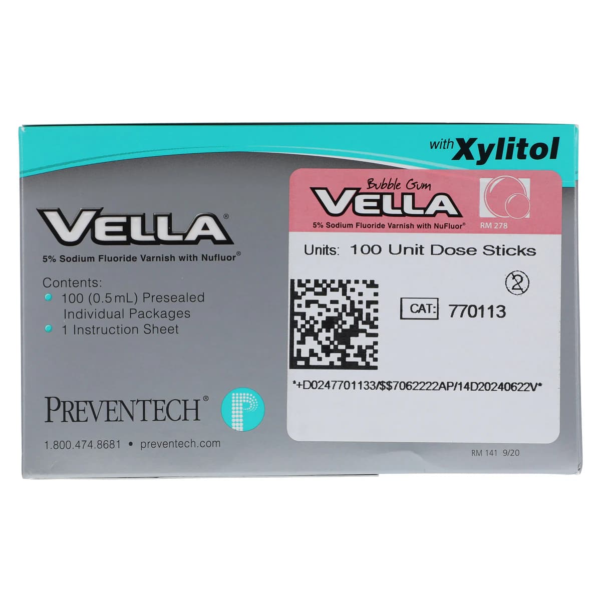 Vella 5% Sodium Fluoride Varnish with Xylitol, Bubble Gum Flavor, Clear, 0.5 mL Unit-Dose, 100/Box thumbnail 4