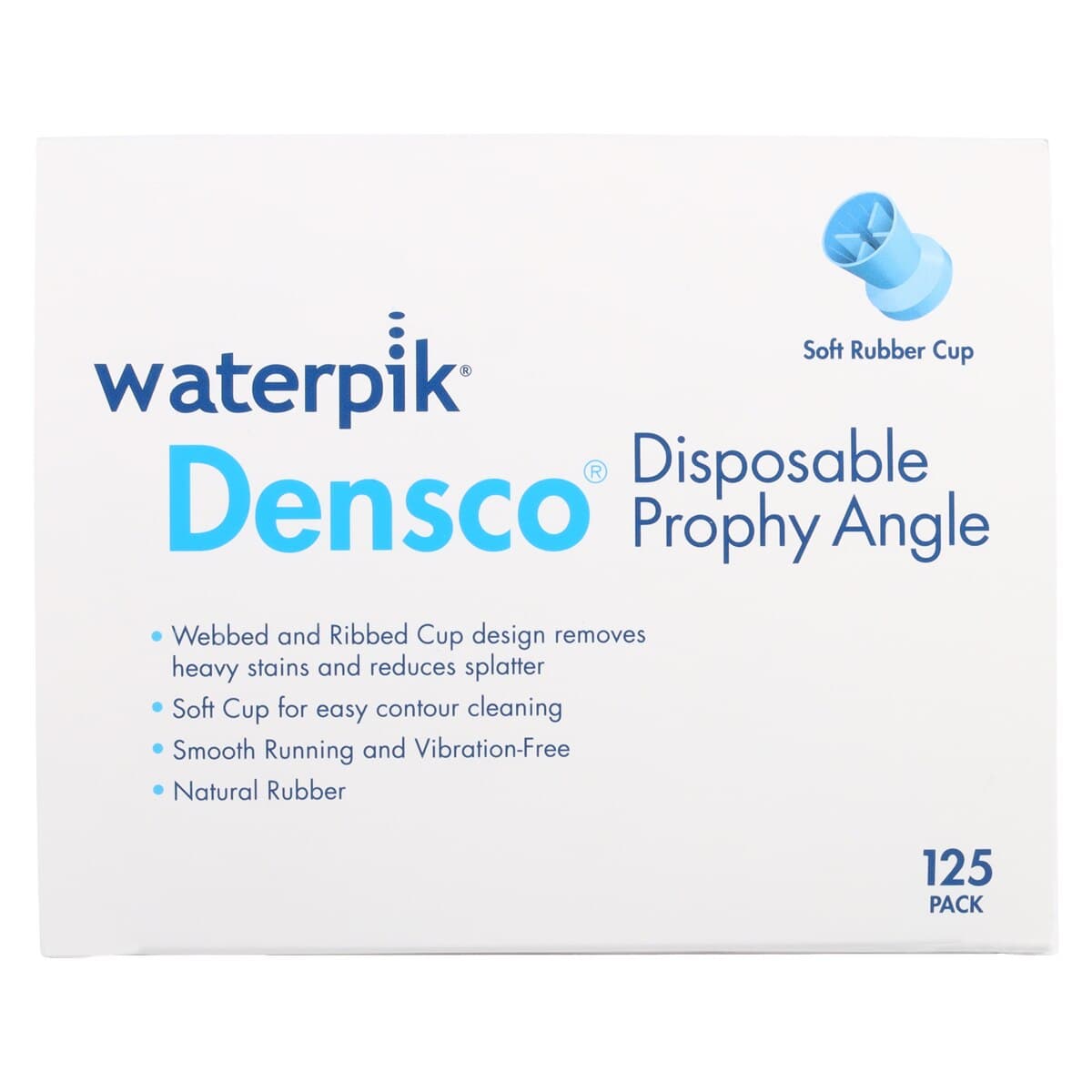Waterpik Densco Disposable Prophy Angles, Soft Blue Natural Rubber Cup, 125/Box, 018100-100 thumbnail 3