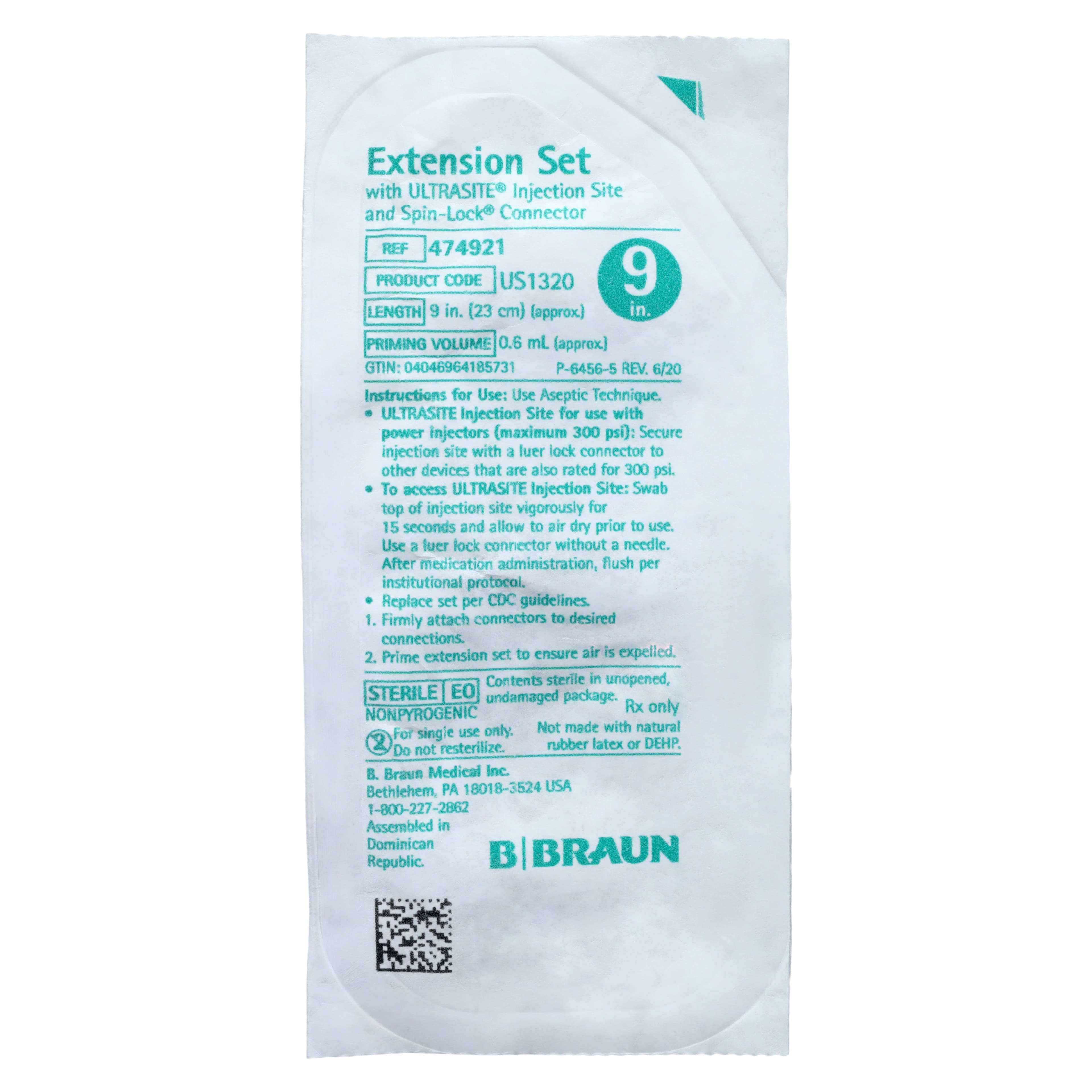 B. Braun UltraSite IV Extension Set, Needleless, 9" SPIN-LOCK Connector, 0.7mL Priming Volume, Non-Removable Slide Clamp, Sterile, Latex-Free, 50/Case thumbnail 2