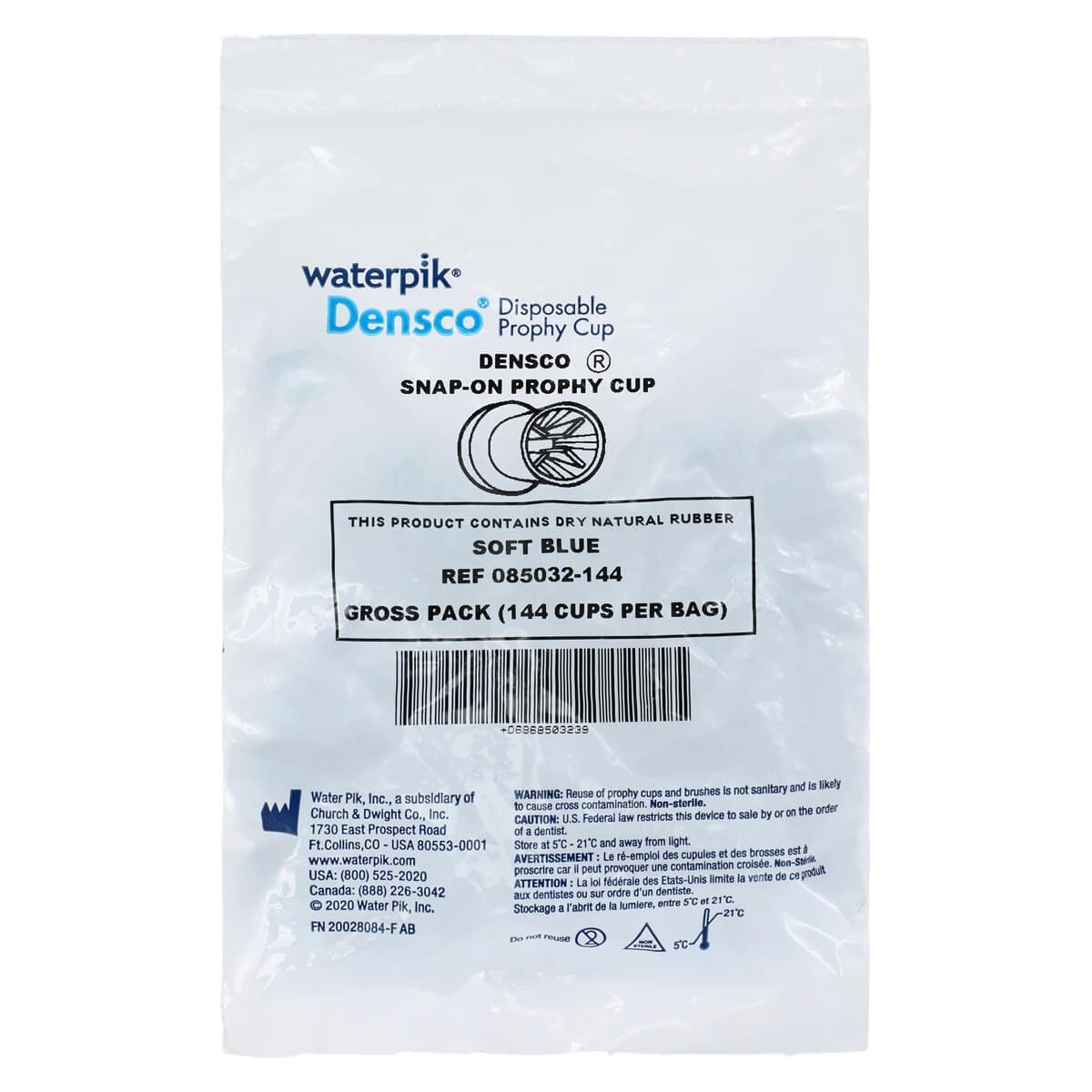 Waterpik Densco Snap-On Soft Prophy Cups, Ribbed/Webbed, Blue, 144/Pkg thumbnail 3