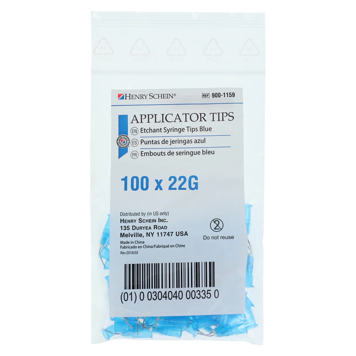 Etch Gel Applicator Syringe Tips, Blue, 22 Gauge, 100/Box thumbnail 3