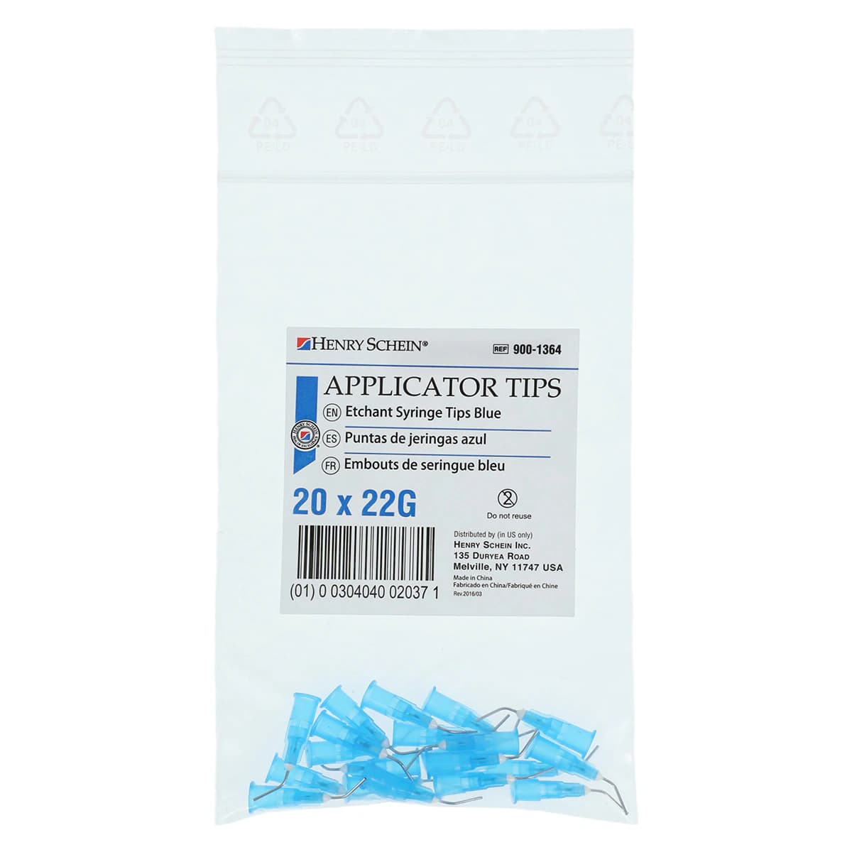 Etch Gel Applicator Syringe Tip Refills, Blue, 22 Gauge, 20/Pk thumbnail 2