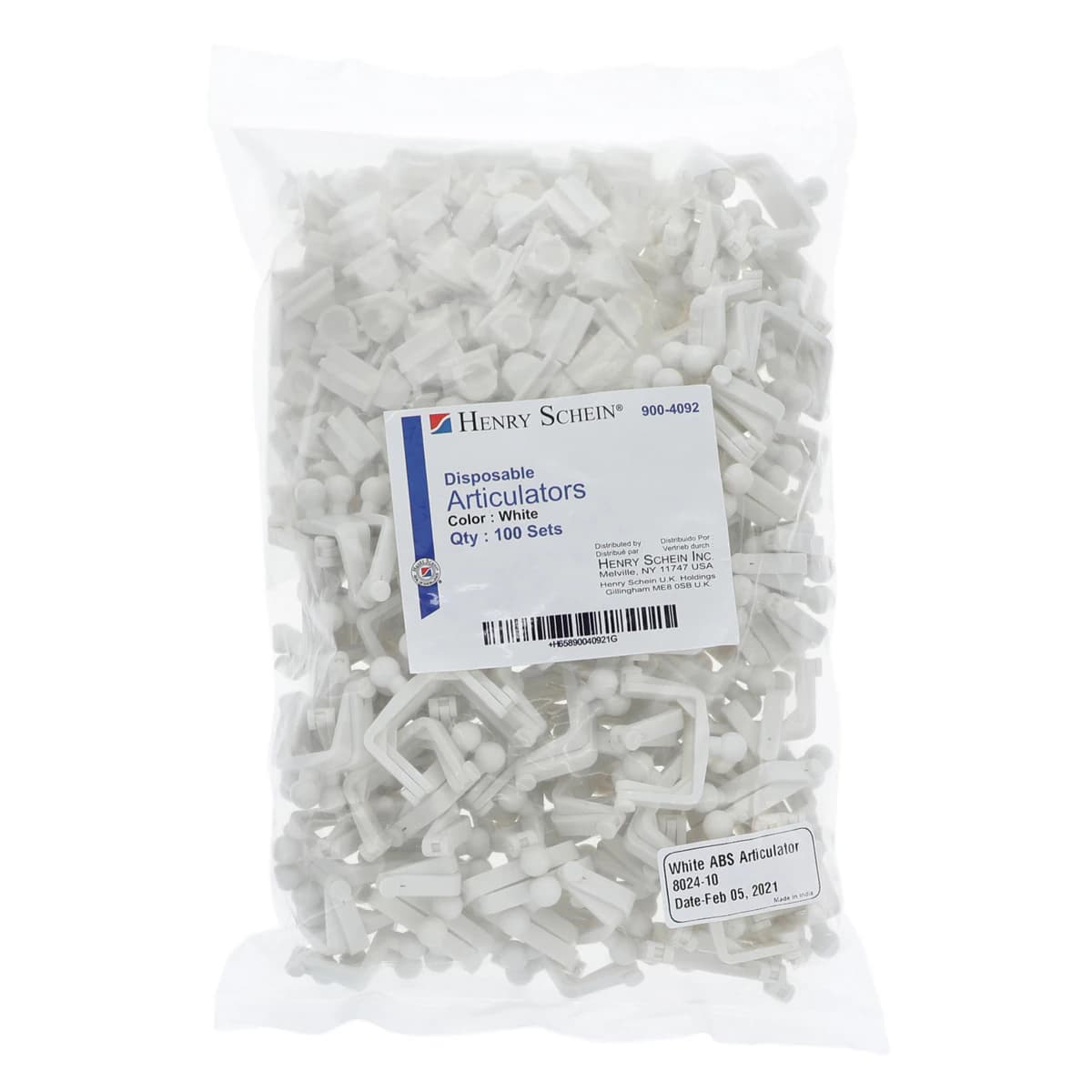 Disposable White Articulators, Slotted, Pre-Assembled, 100/Bag - Disposable White Articulators - Image 1
