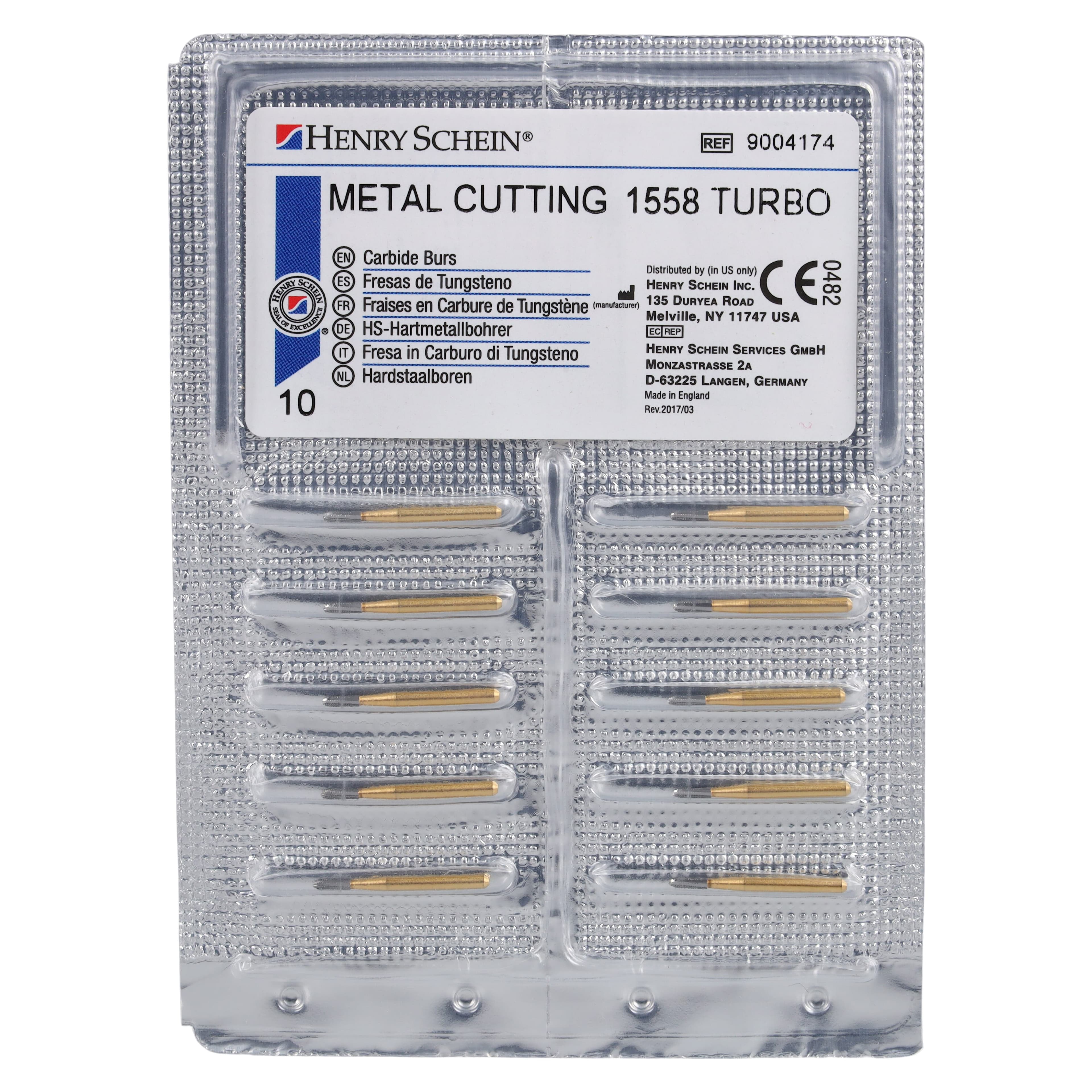 HSI Fissure Cross Cut FG Carbide Burs, Metal Cutter, 4mm, 1558, 10/Box thumbnail 5