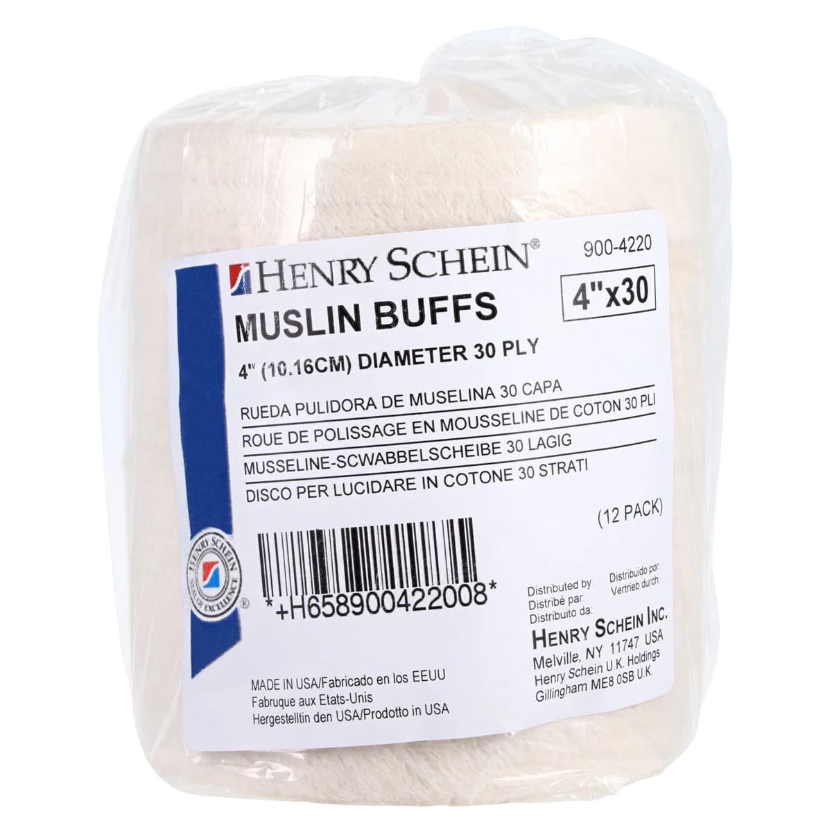 Muslin Buffs, 4" x 30 Ply, 12/Box - Muslin Buffs - Image 1