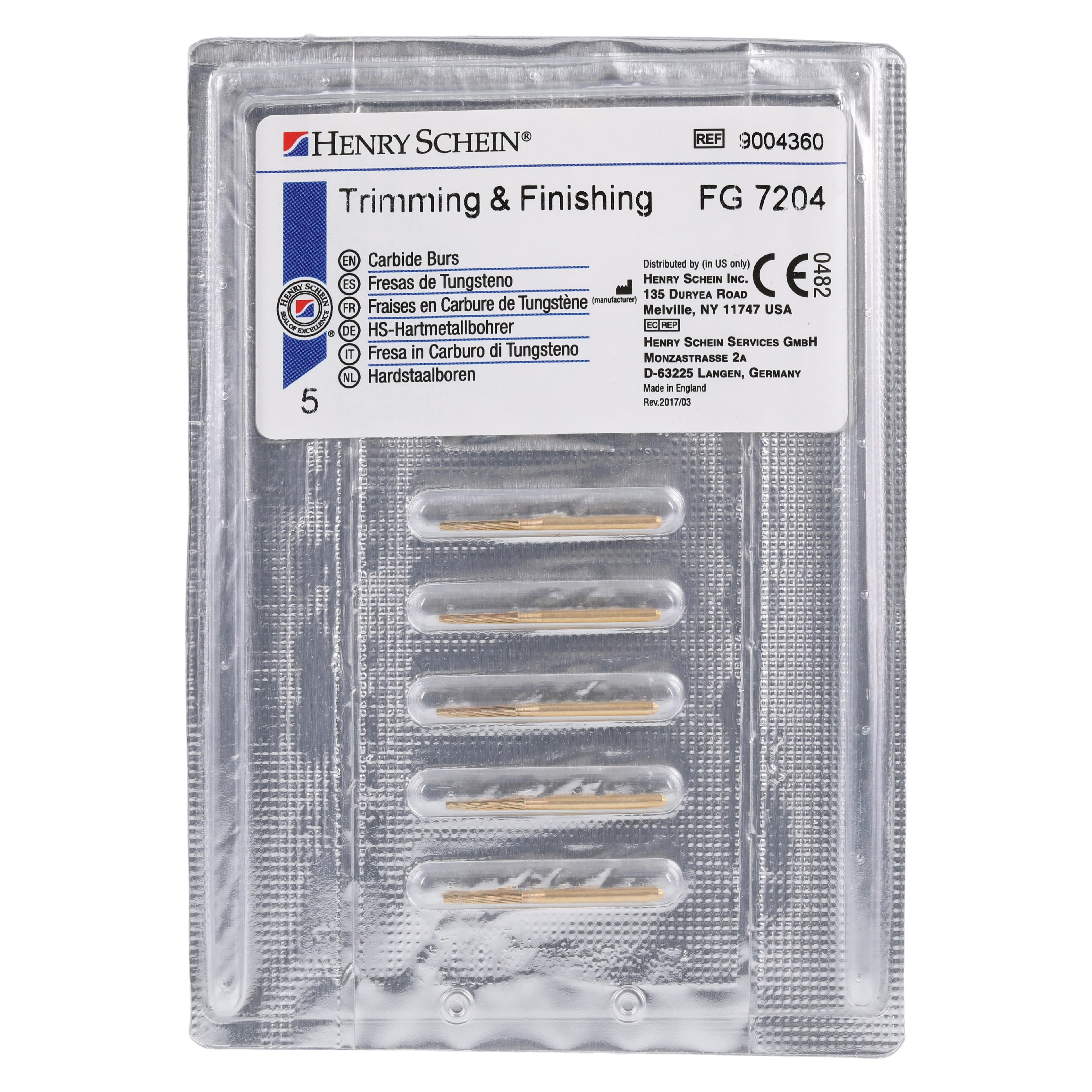 HSI Long Taper FG Carbide Burs, Trimming & Finishing, 12-Blade, 7204, 5/Pk thumbnail 5