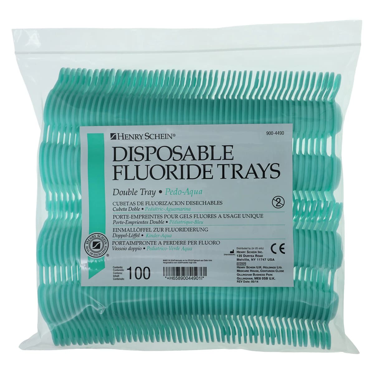 Acclean Dual Arch Foam Fluoride Trays With Hinge, Pedo, Aqua, 100/Box thumbnail 4