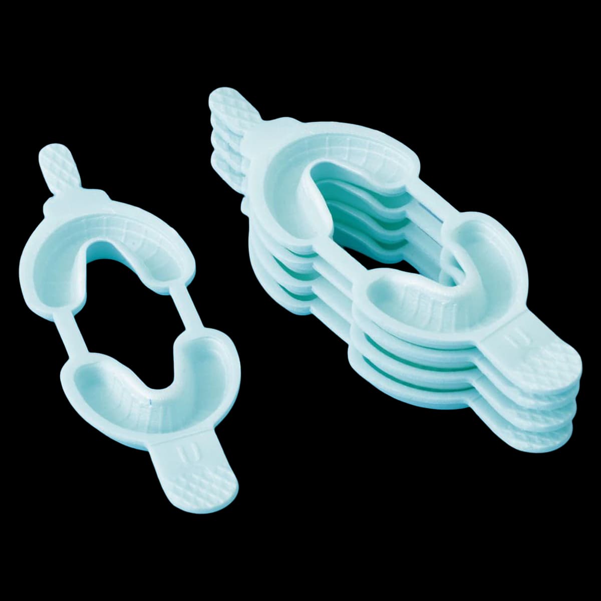 Acclean Dual Arch Foam Fluoride Trays With Hinge, Pedo, Aqua, 30/Bx - Dual Arch Foam Fluoride Trays With Hinge - Image 1