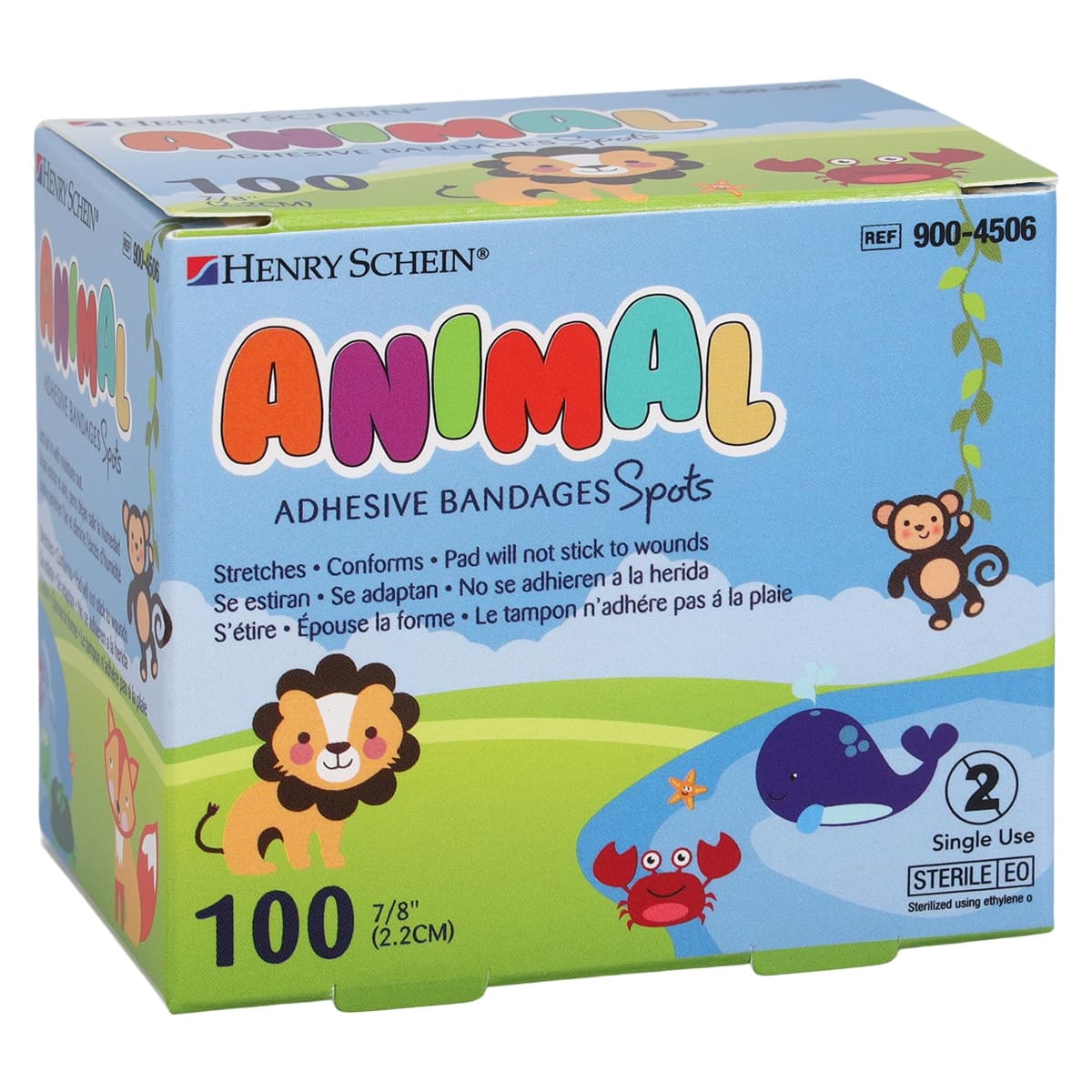 Henry Schein Adhesive Spot Bandage, Plastic, 7/8", Animal Design, Sterile, 100/Box - Bandage Adhesive Animal Spot - Image 1