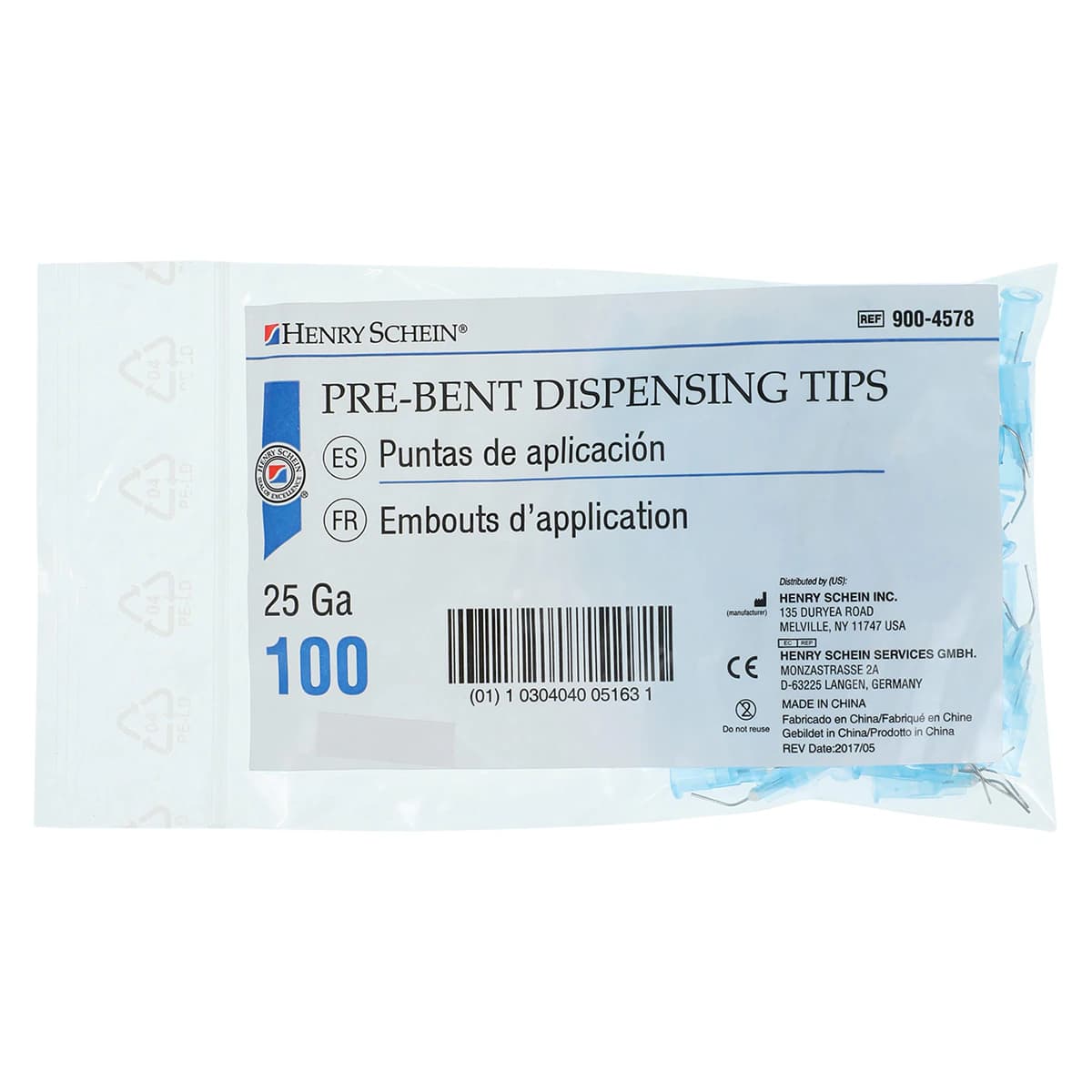 HSI Prebent Dispensing Tips, Blue, 25 Gauge, Luer-Lock, 100/Pk thumbnail 3