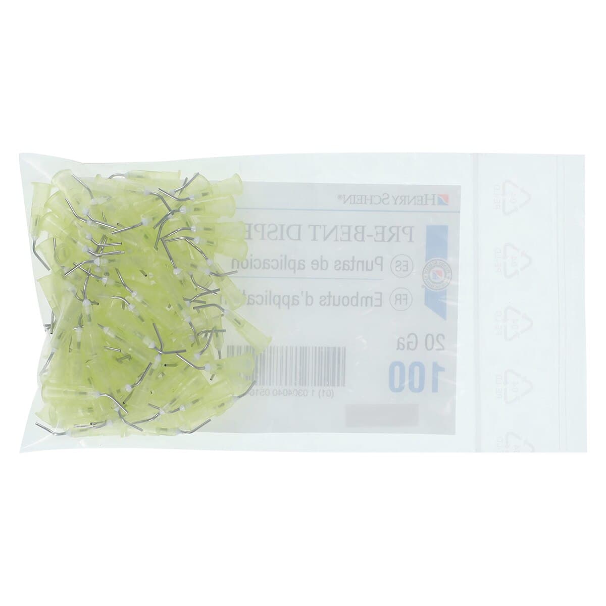 HSI Prebent Dispensing Tips, Yellow, 20 Gauge, Luer-Lock, 100/Pk thumbnail 4
