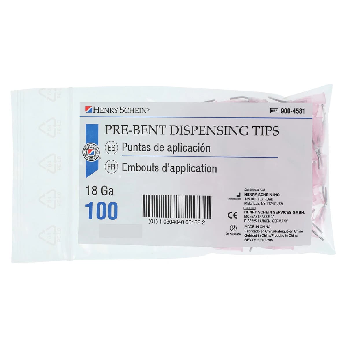 HSI Prebent Dispensing Tips, Pink, 18 Gauge, Bulk Package, 100/Pk thumbnail 3