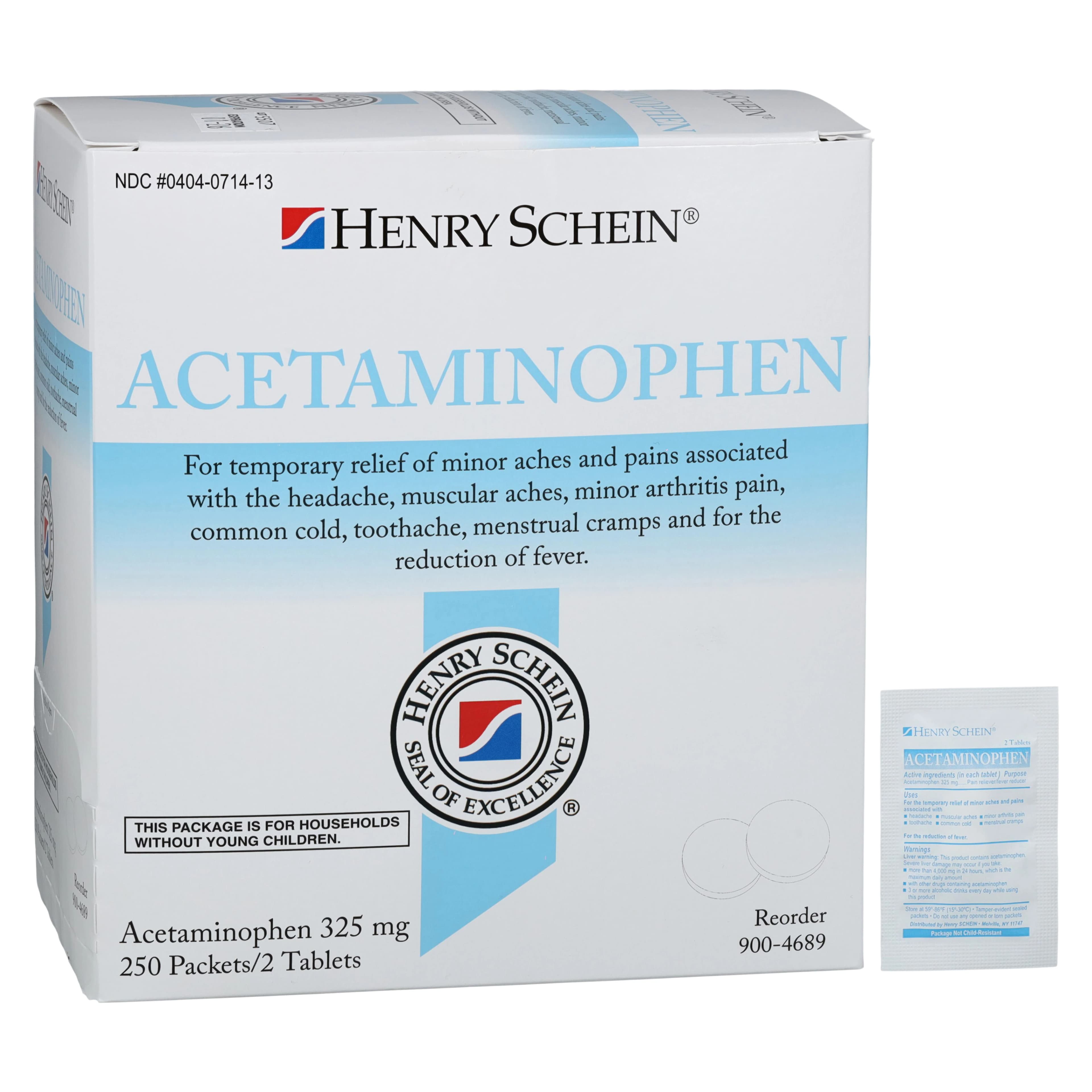 Henry Schein APAP Regular Strength Pain Reliever Tablets, 325mg, 250 Tablets x 2/Box thumbnail 2