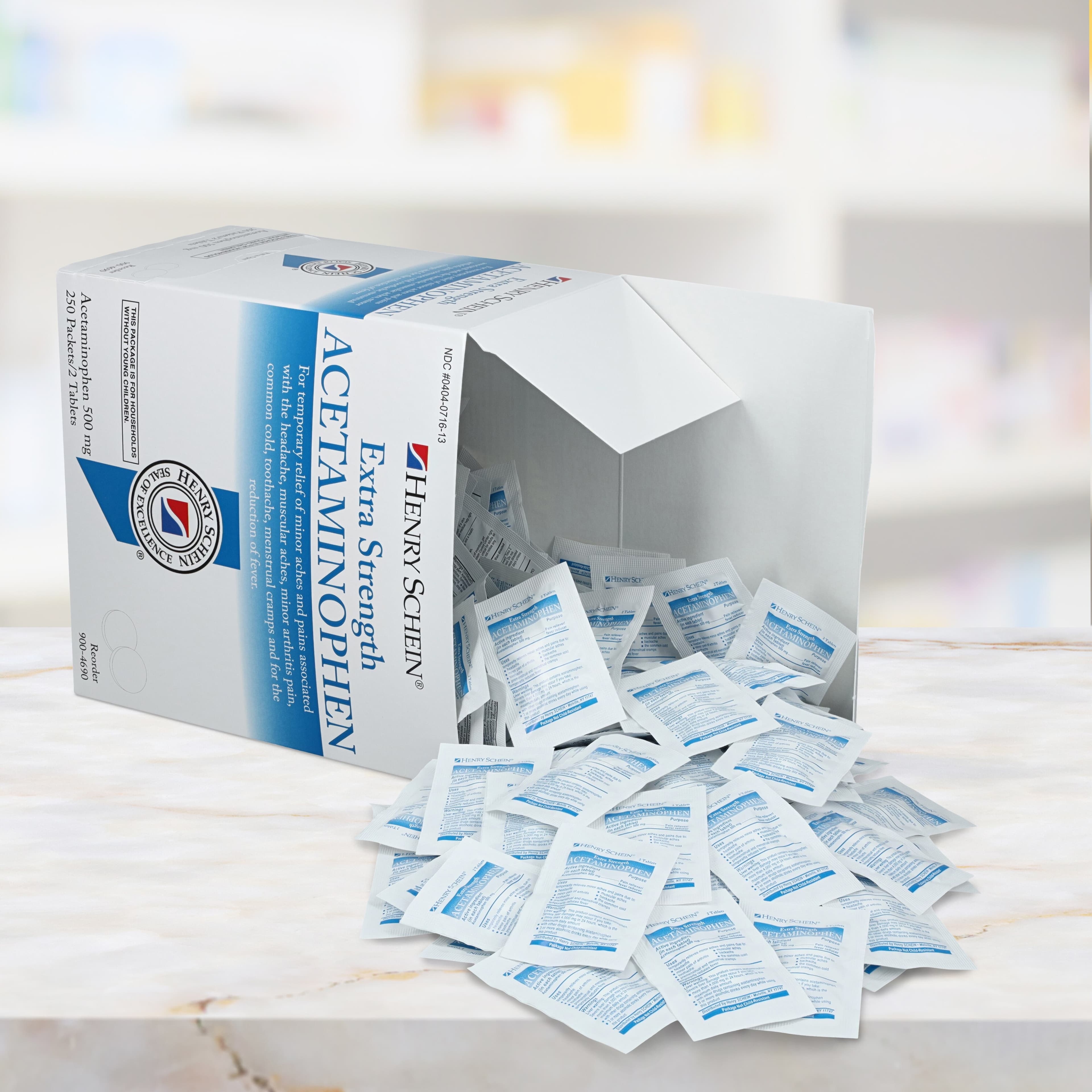 Henry Schein APAP Extra Strength Pain Reliever/Fever Reducer Tablets, 500mg, 250 Tablets per Pouch, 2 Pouches per Box thumbnail 11
