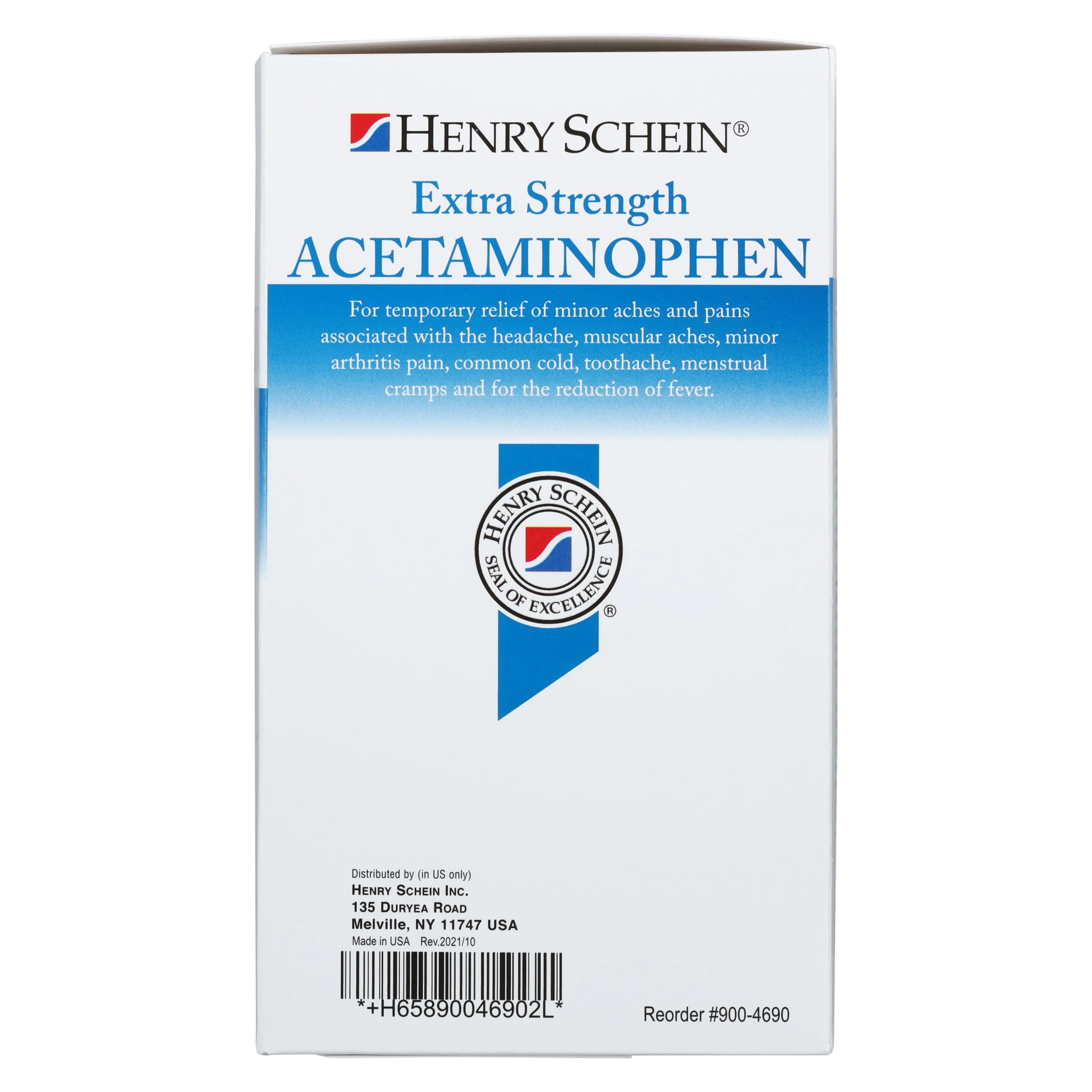 Henry Schein APAP Extra Strength Pain Reliever/Fever Reducer Tablets, 500mg, 250 Tablets per Pouch, 2 Pouches per Box thumbnail 4