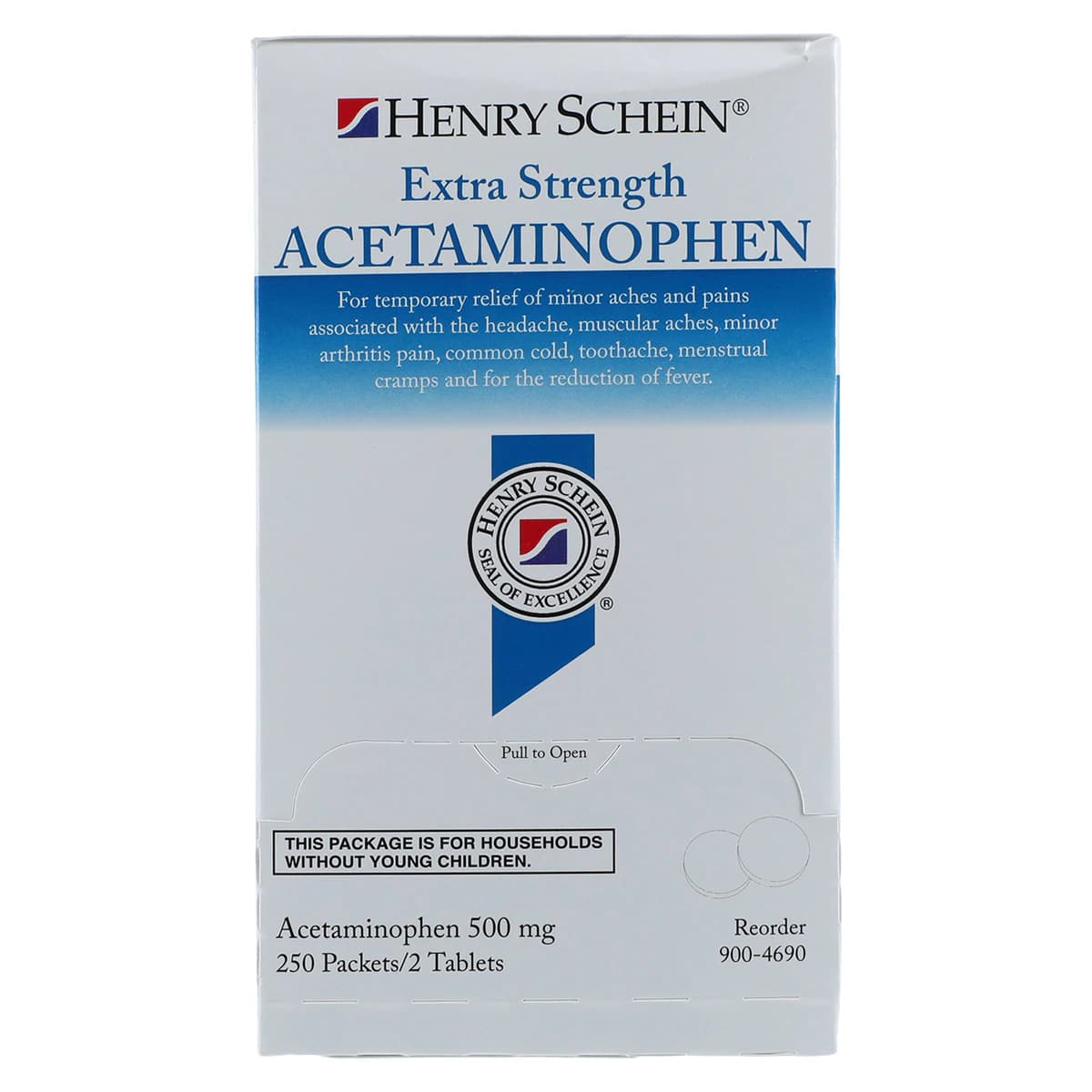 Henry Schein APAP Extra Strength Pain Reliever/Fever Reducer Tablets, 500mg, 250 Tablets per Pouch, 2 Pouches per Box thumbnail 9