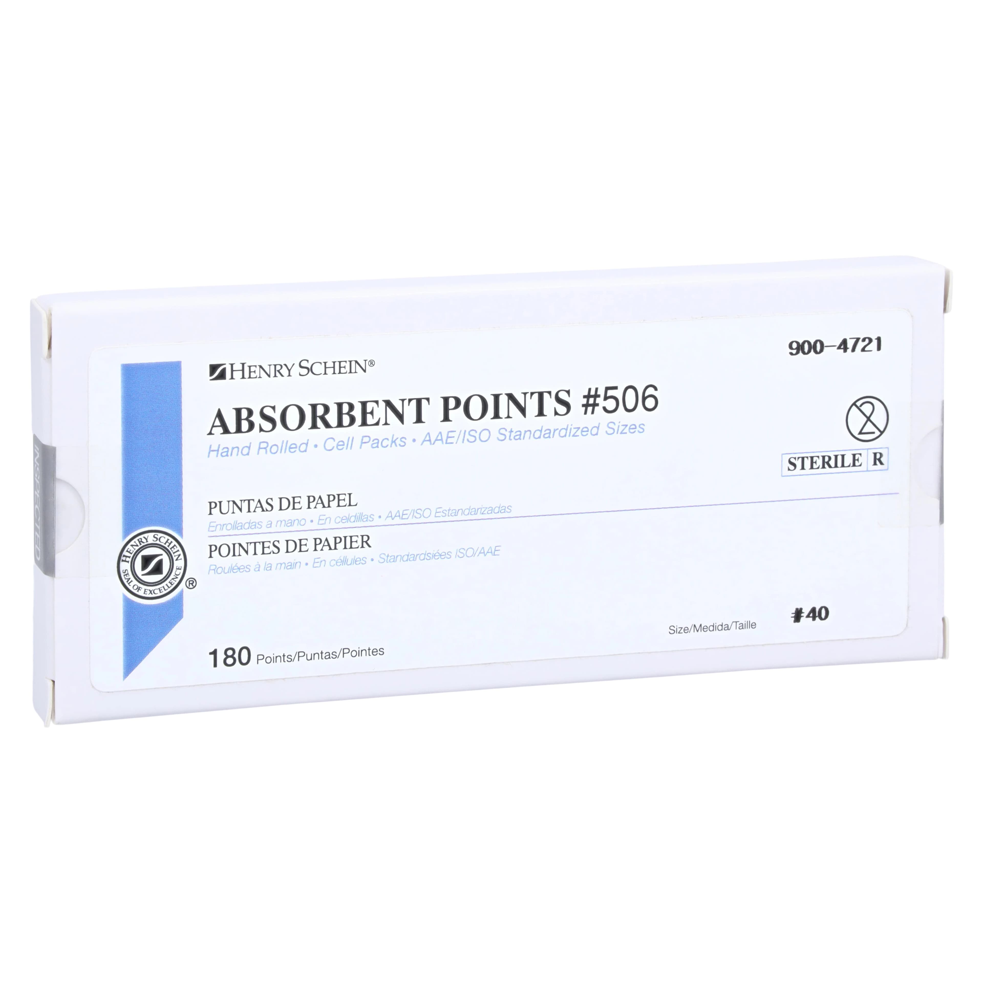 Henry Schein Absorbent Points #506, ISO 40, 0.02, Sterile, 180/Box - Absorbent Points #506 - Image 1