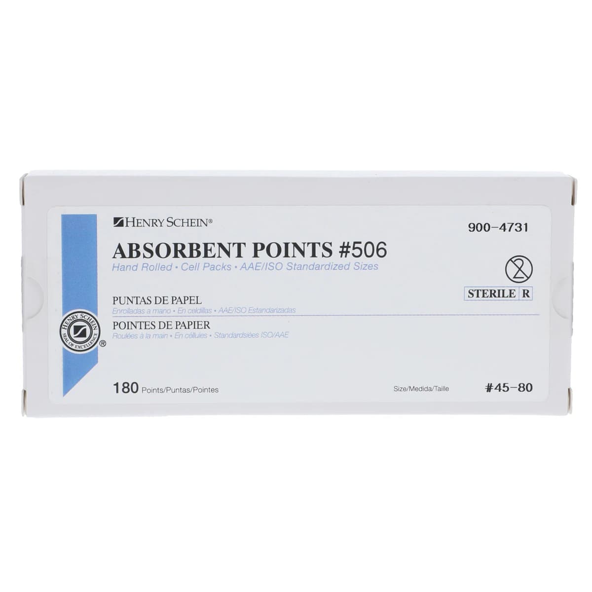 Henry Schein Absorbent Points #506, Assorted 45-80 ISO, Sterile, 180/Box - Absorbent Points #506 - Image 1