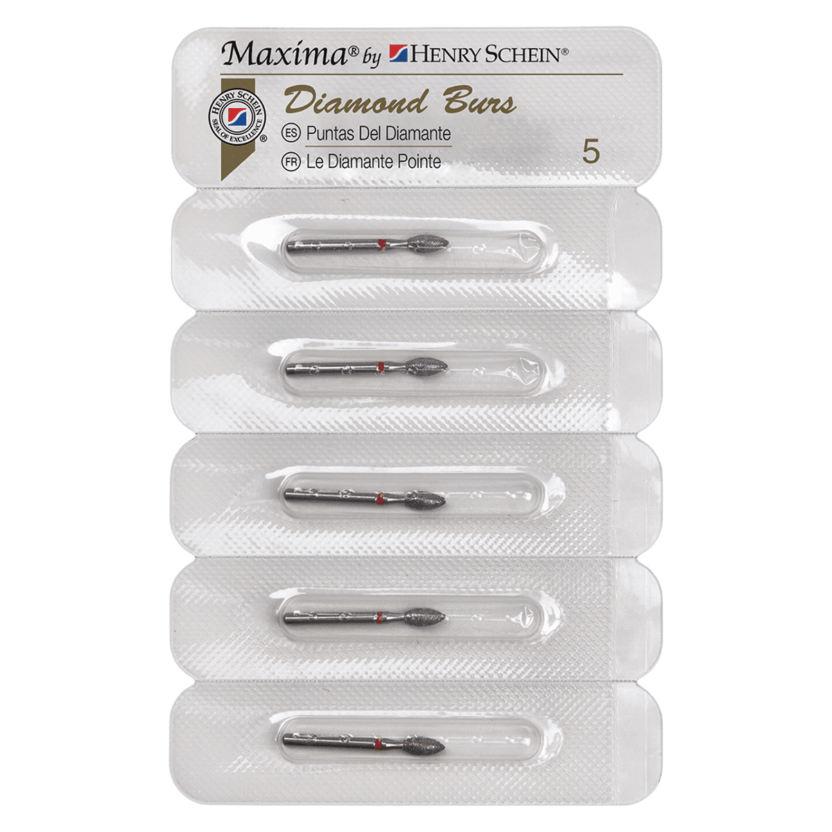 Maxima Diamond FG 368-016C Pointed Football Bur, Friction Grip, Coarse, 3.2 mm, 5/Pack thumbnail 2