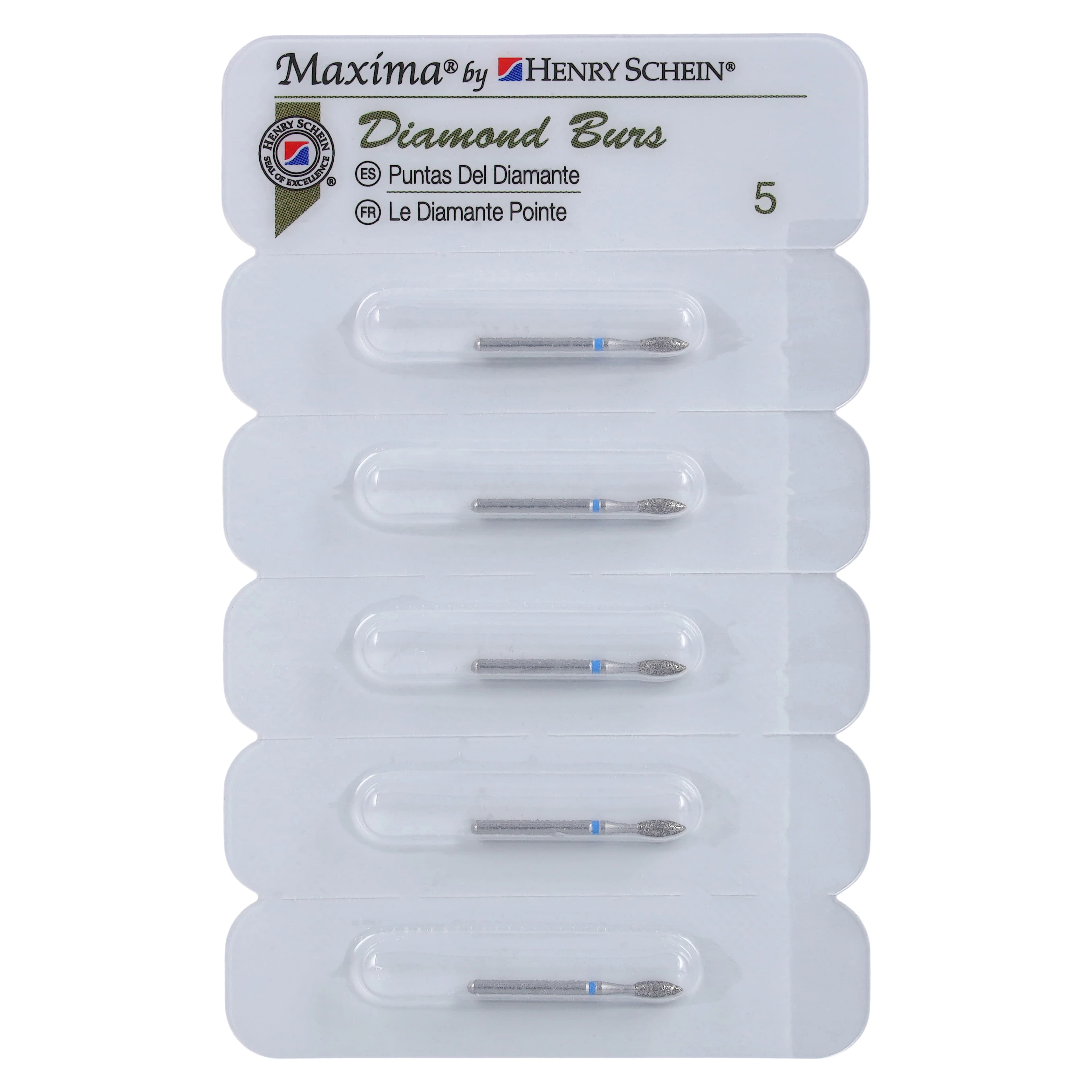 Maxima Diamond FG 368-018M Pointed Football Bur, Friction Grip, Medium, 10.0 mm, 5/Pk thumbnail 4