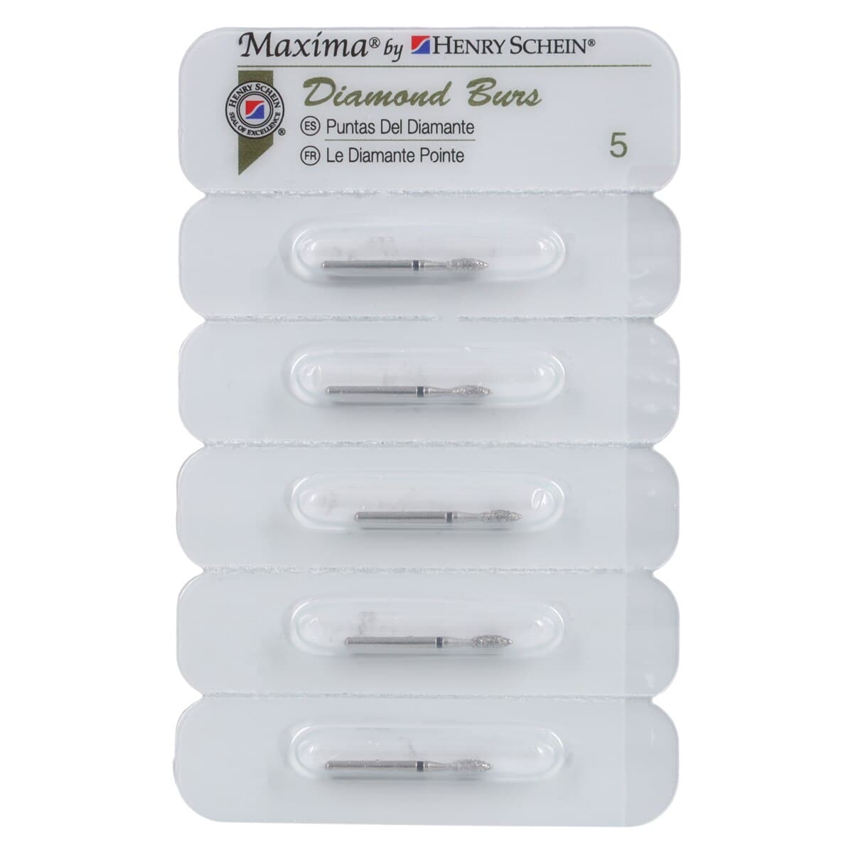 Maxima Diamond FG 368-018SC Pointed Football Bur, Friction Grip, Super Coarse, 10.0 mm, 5/Pack thumbnail 4