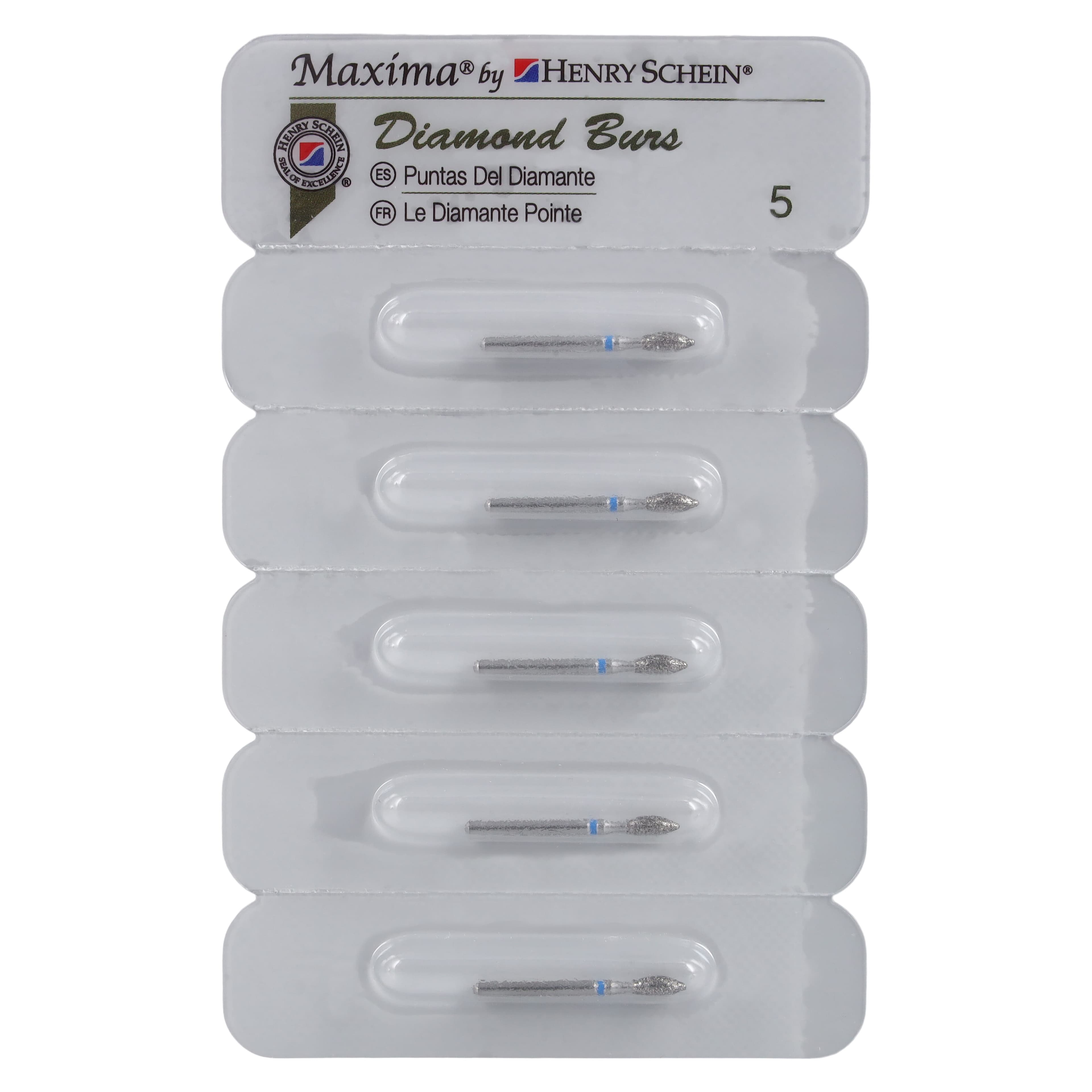Maxima Diamond FG 368-023M Pointed Football Bur, Friction Grip, Medium, 5.0 mm, 5/Pk thumbnail 4