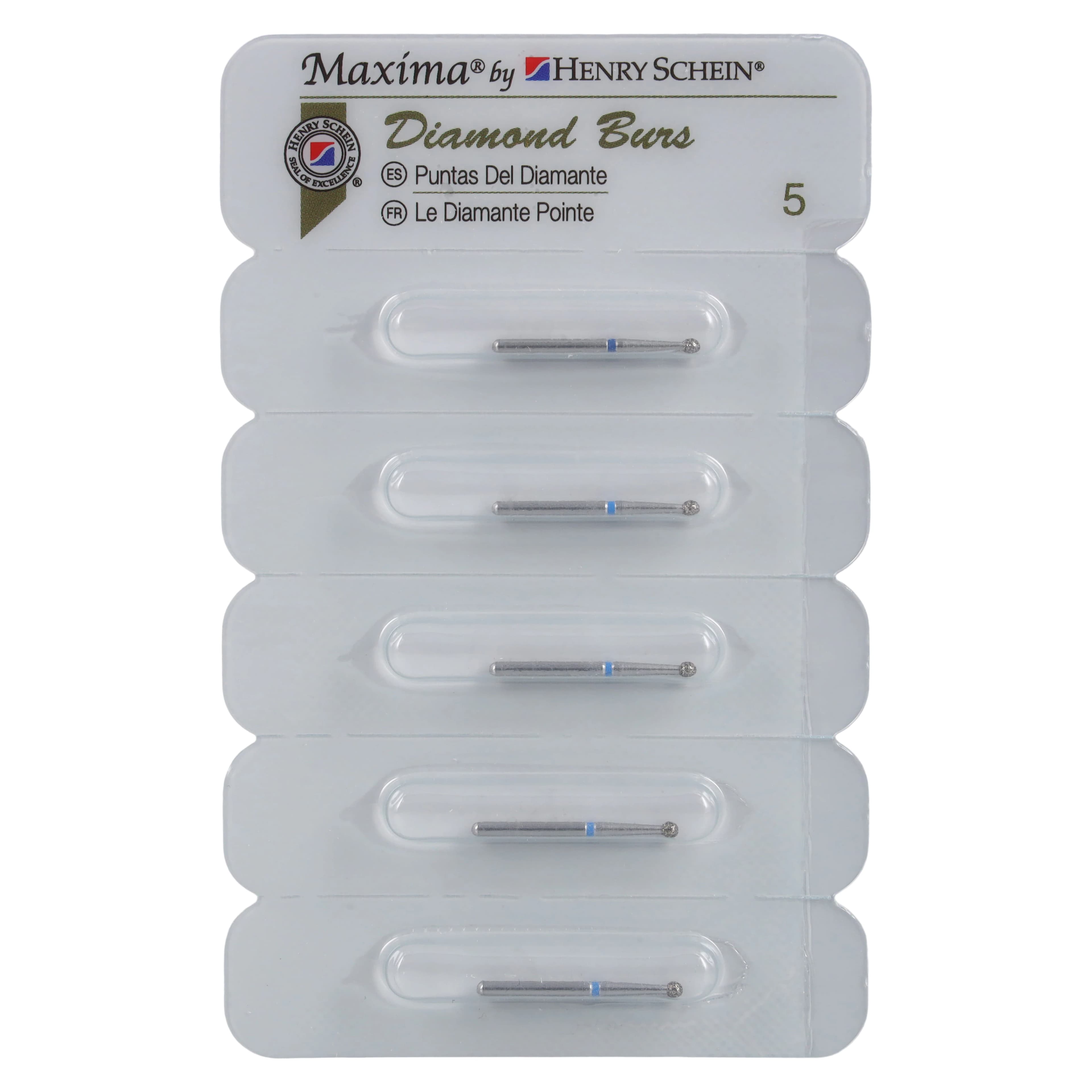 Maxima Diamond FG 801-016M Medium Round Bur, Friction Grip, 19.0 mm, 5/Package thumbnail 4