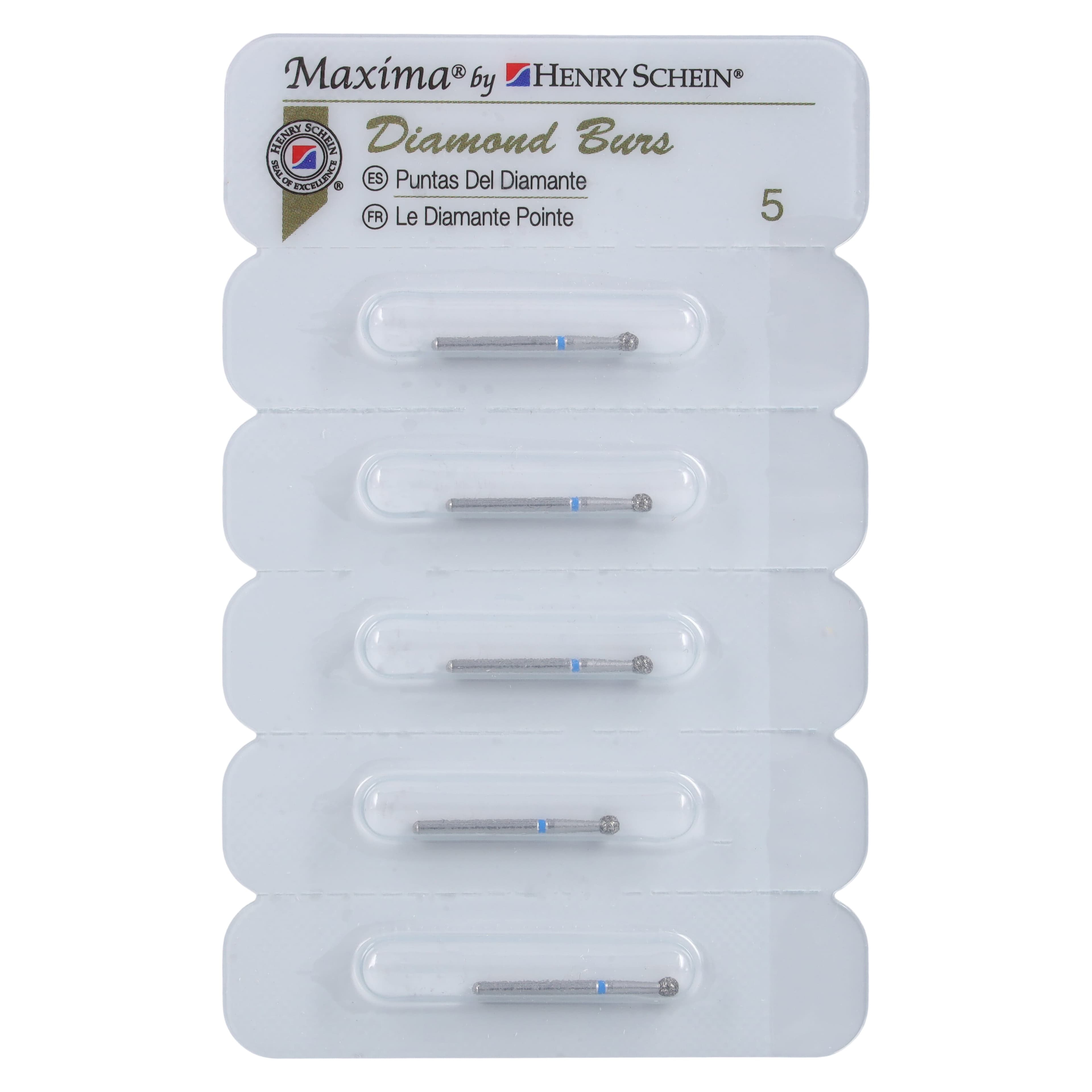 Maxima Diamond FG 801-021M Medium Round Bur, Friction Grip, 19.0 mm, 5/Package thumbnail 4