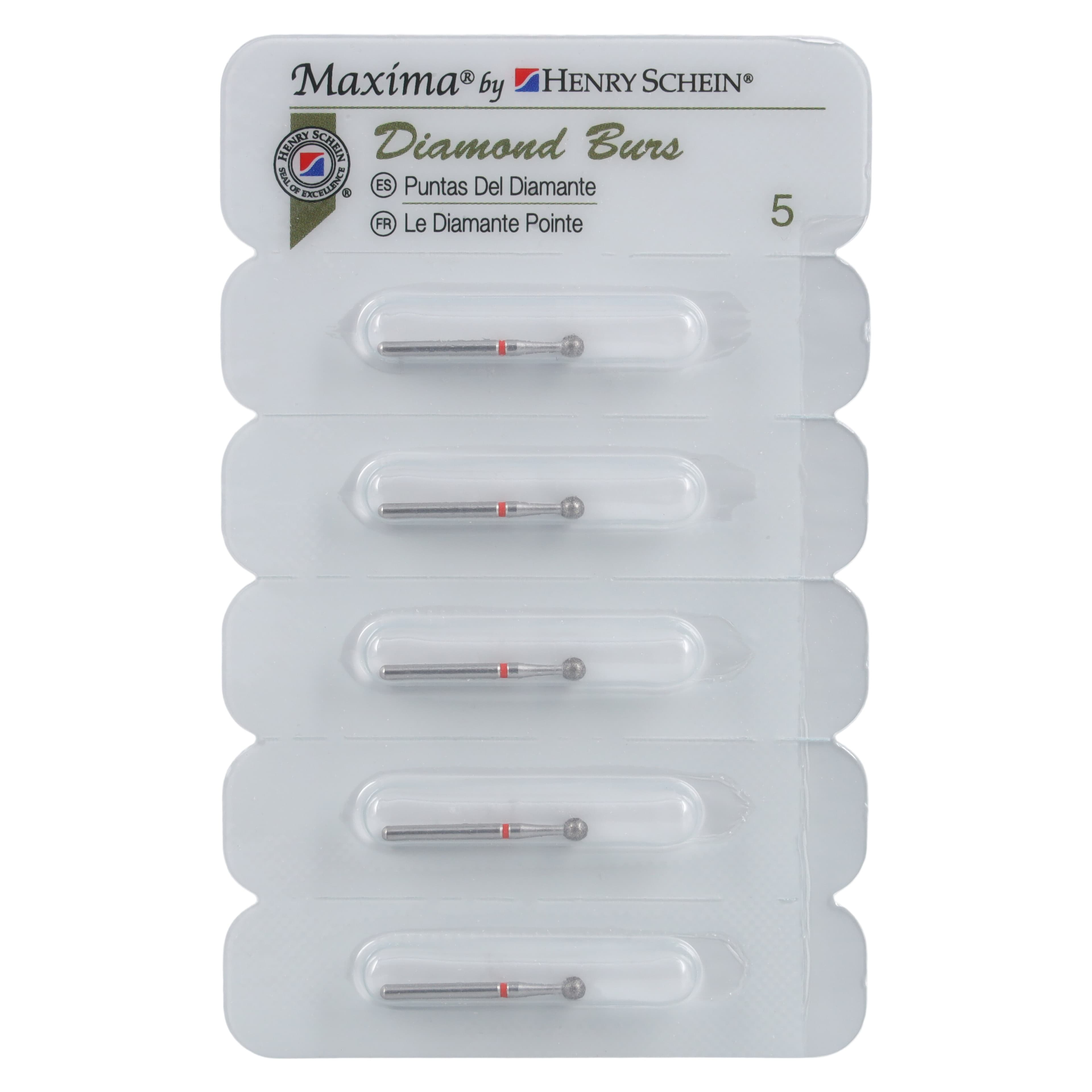 Maxima Diamond FG 801-023F Fine Round Bur, Friction Grip, 19.0 mm, 5/Package thumbnail 5
