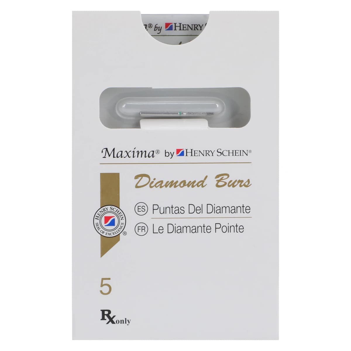 Maxima Diamond FG 856-012C Round End Taper Bur, Friction Grip, Coarse, 8.0 mm, 5/Pack thumbnail 3
