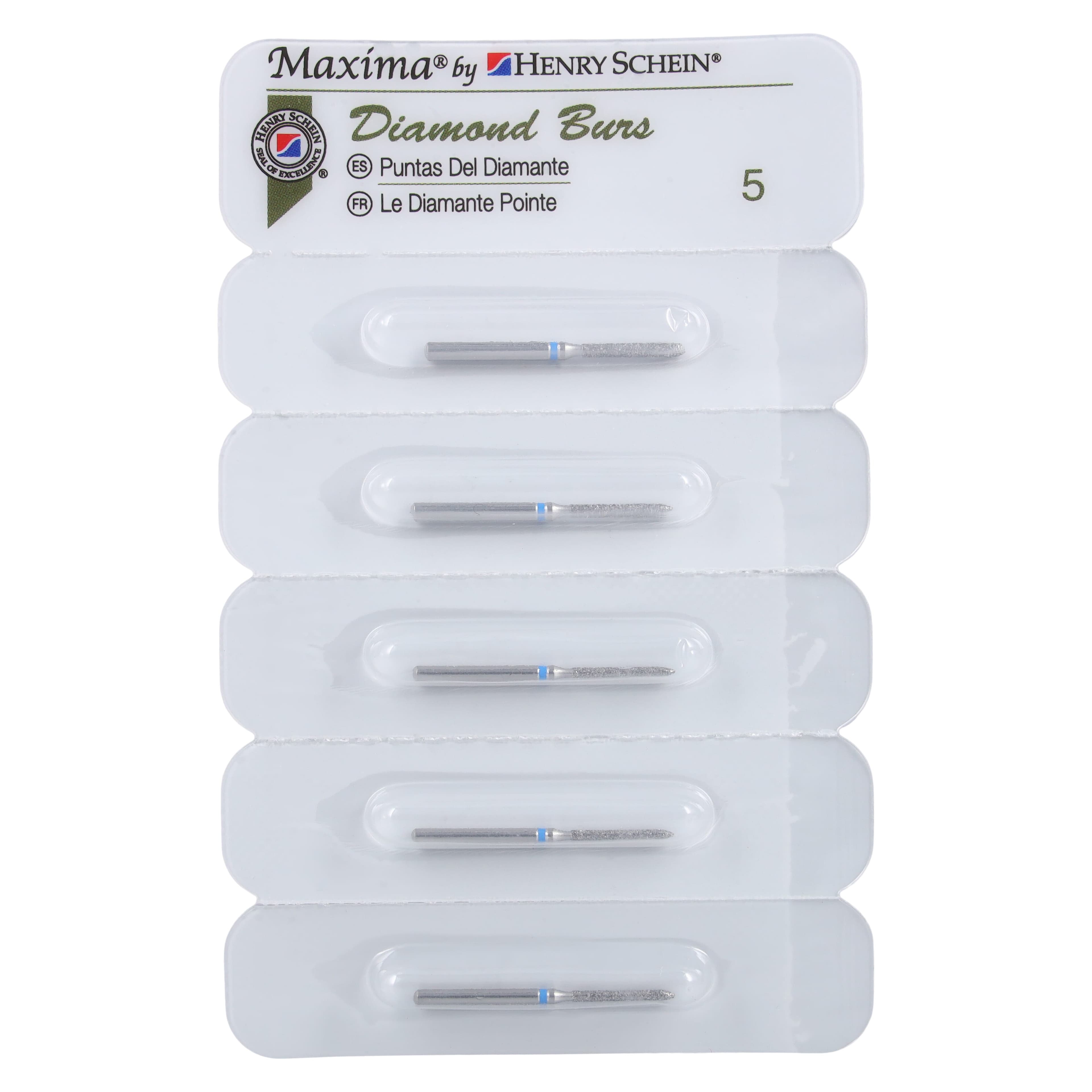 Maxima Diamond FG 879-012M Beveled Cylinder Bur, Friction Grip, Medium, 9.5 mm, 5/Pack thumbnail 4