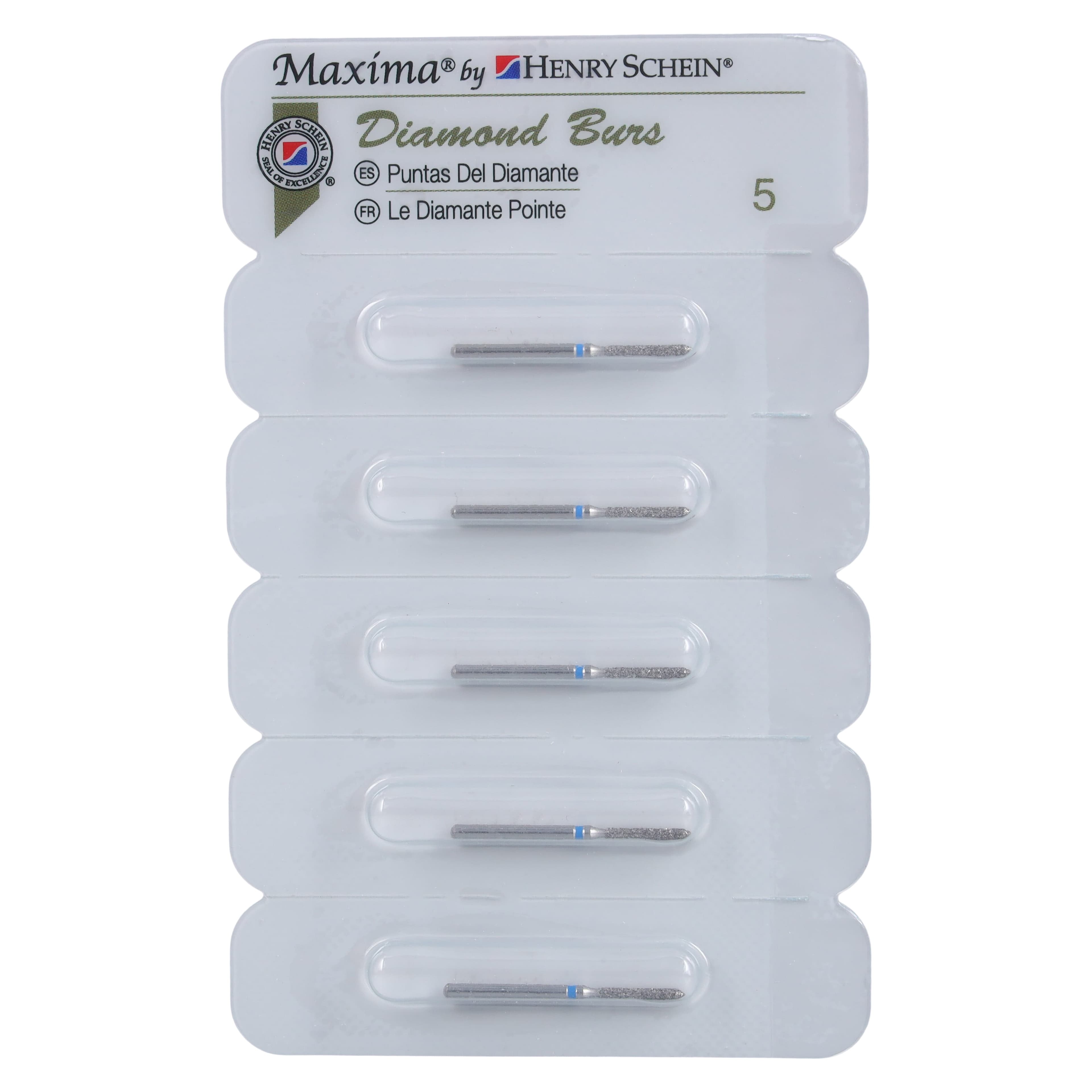 Maxima Diamond FG 885-012M Beveled Cylinder Bur, Friction Grip, Medium, 8.0 mm, 5/Pack thumbnail 5