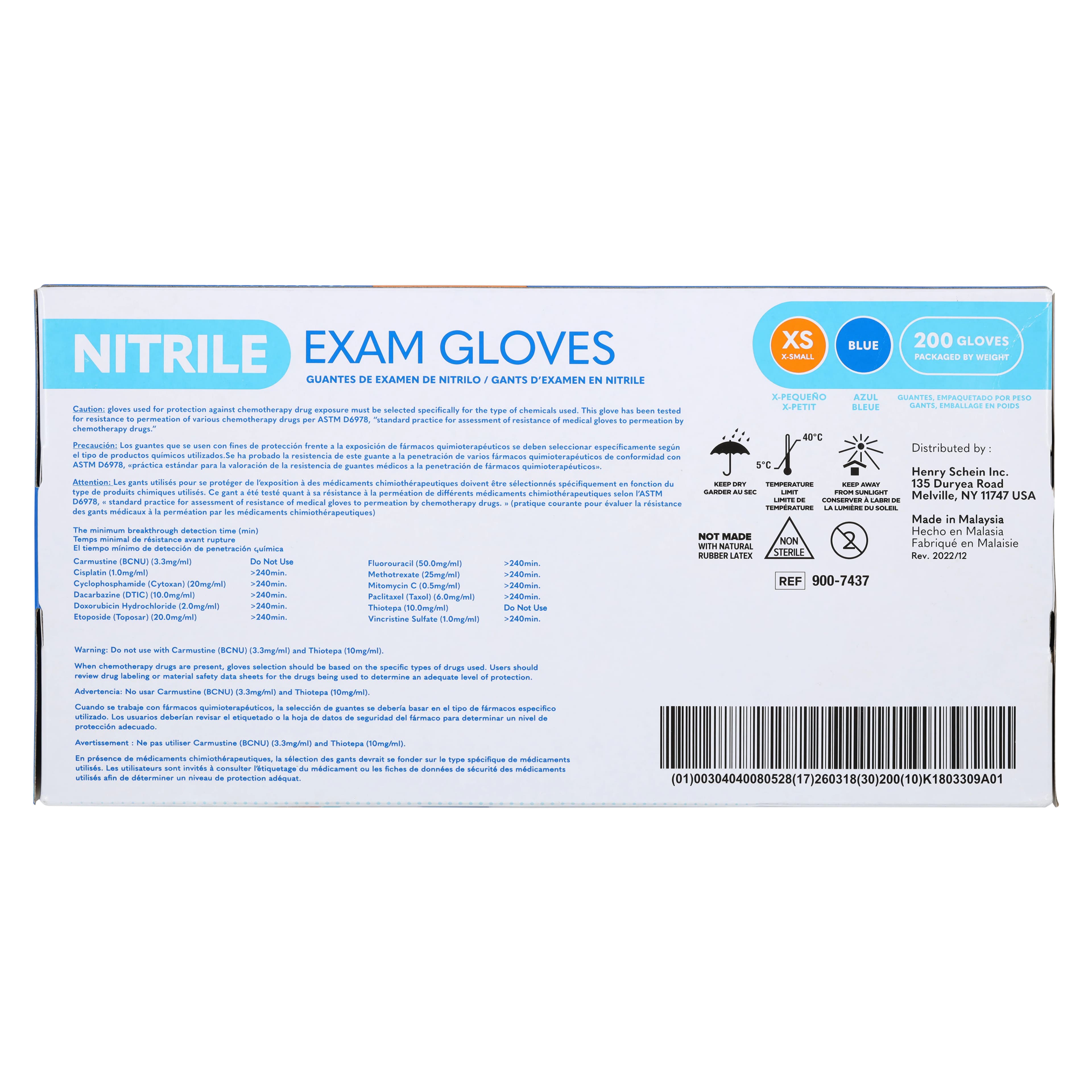 Criterion N200 Nitrile Exam Gloves, X-Small, Blue, Non-Sterile, 200/Box thumbnail 7