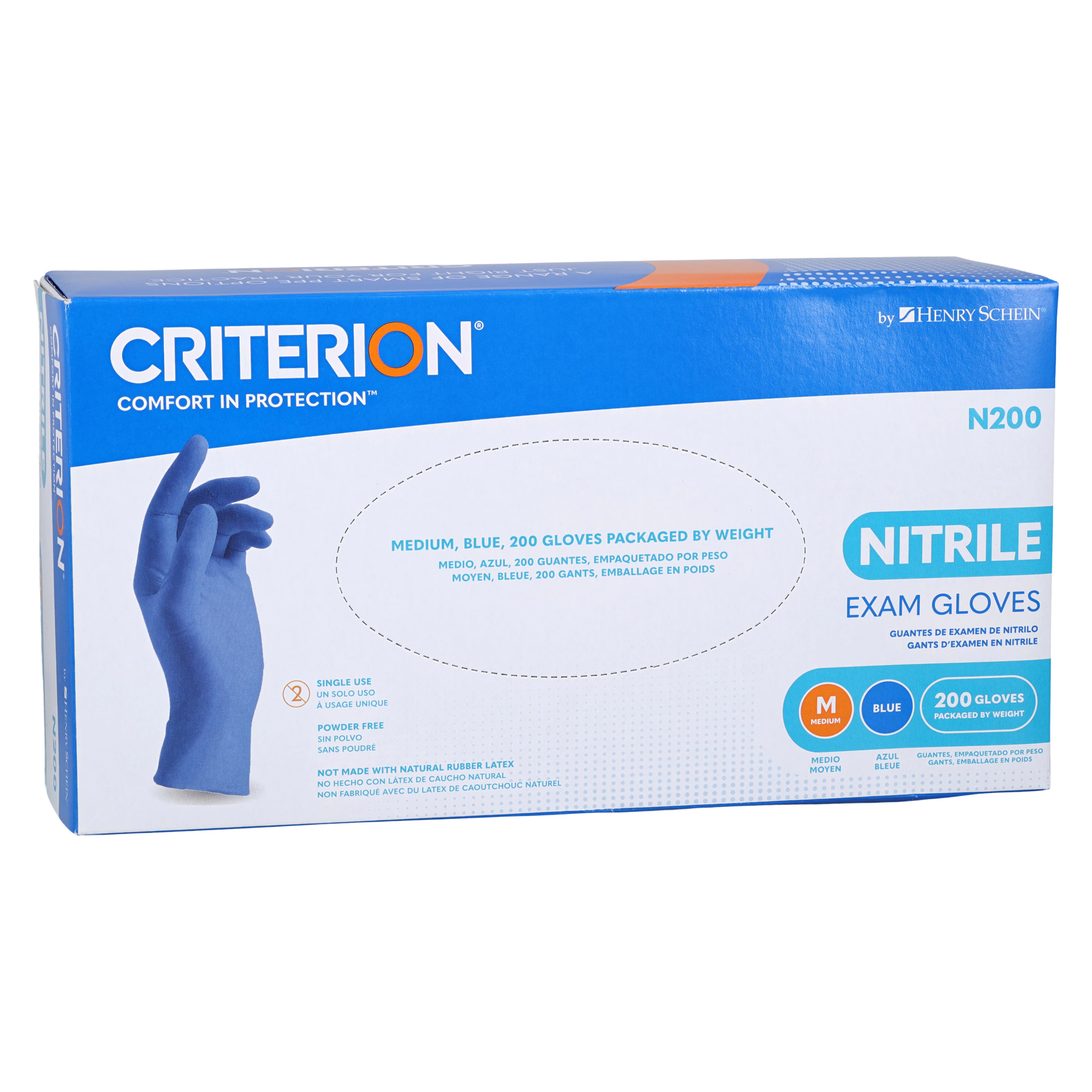 Criterion N200 Nitrile Exam Gloves, Medium, Blue, Non-Sterile, 200/Box thumbnail 3